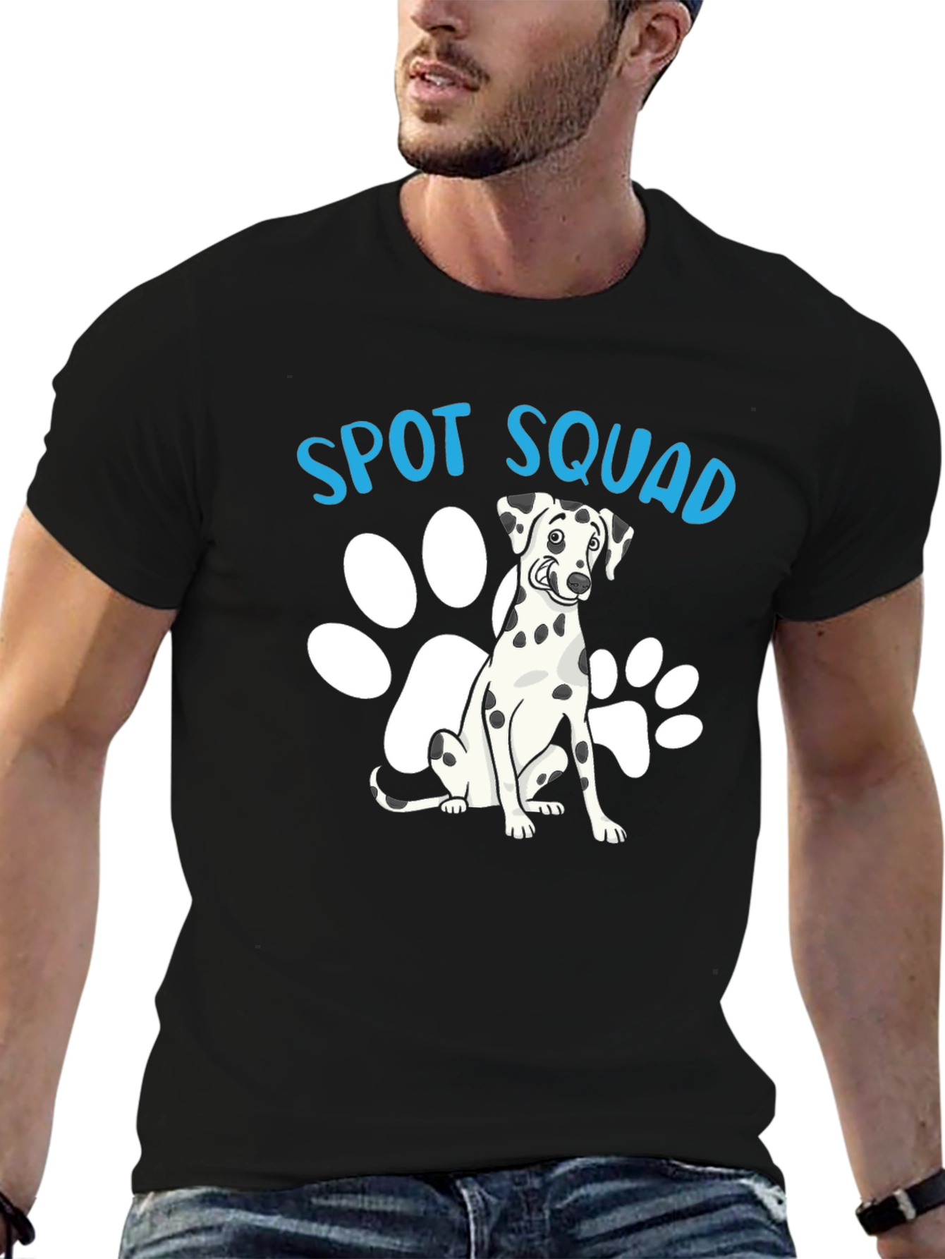 Camiseta Negra Spot Squad con Diseño de Dálmata