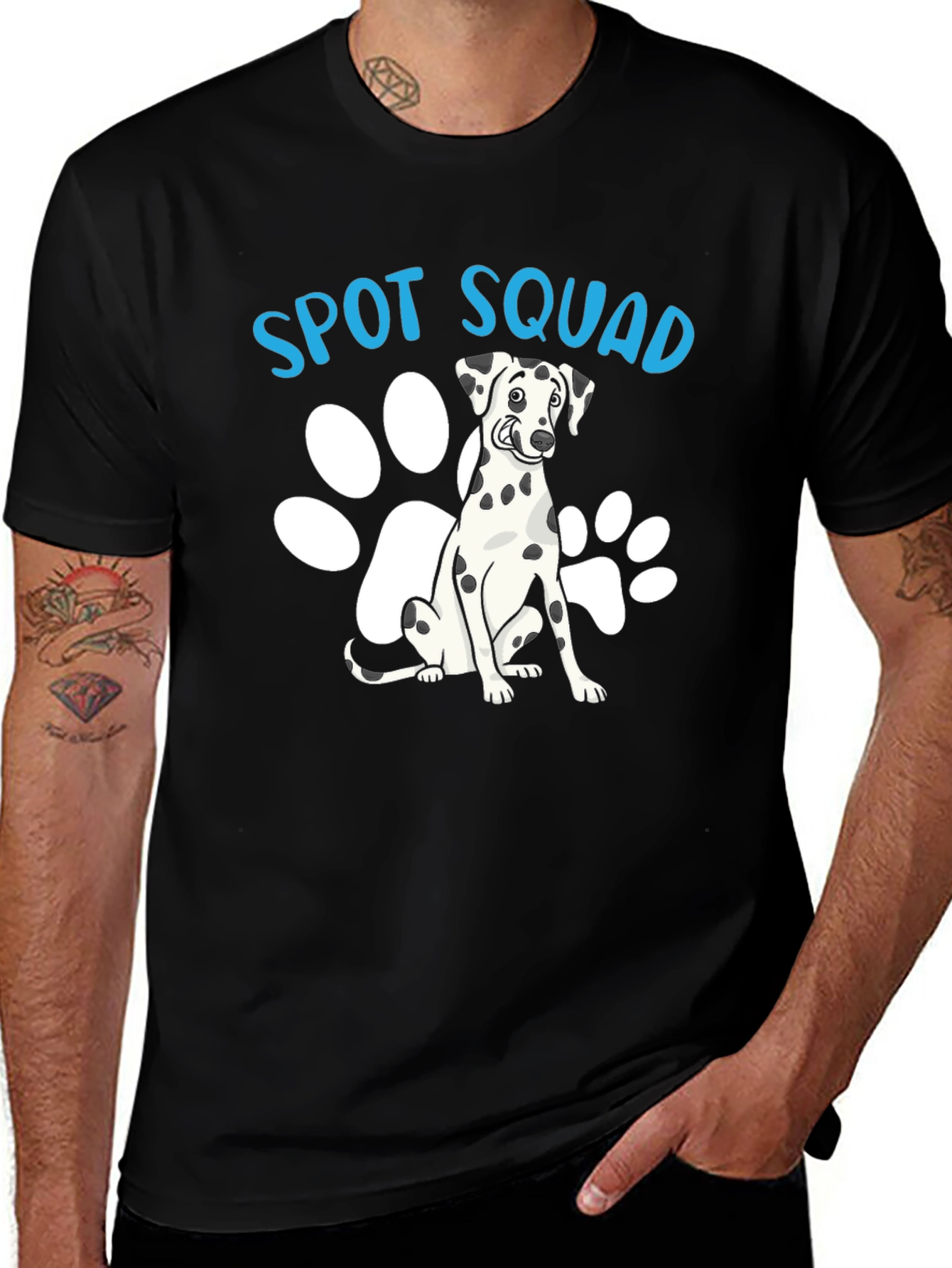 Camiseta Negra Spot Squad con Diseño de Dálmata