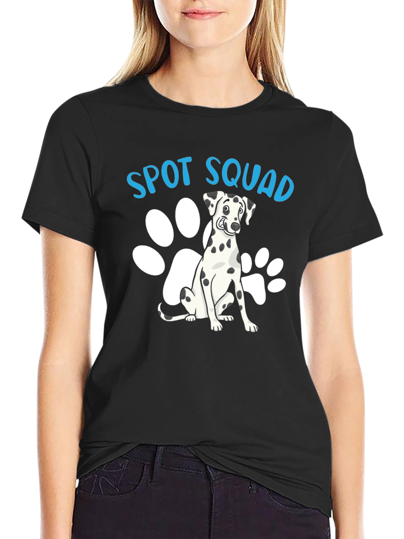 Camiseta Negra Spot Squad con Diseño de Dálmata