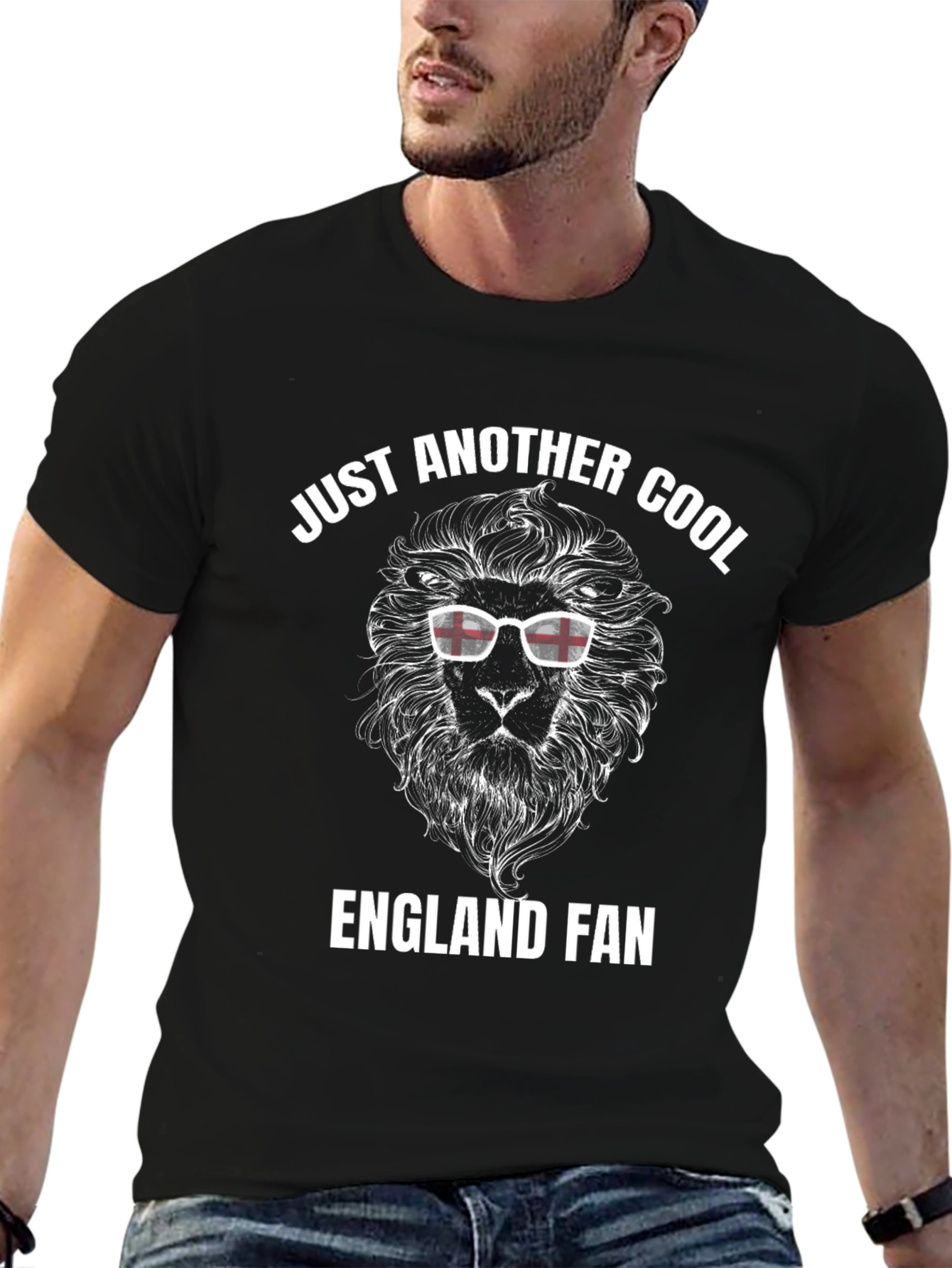 Camiseta Negra: Fanático de Inglaterra con León Cool