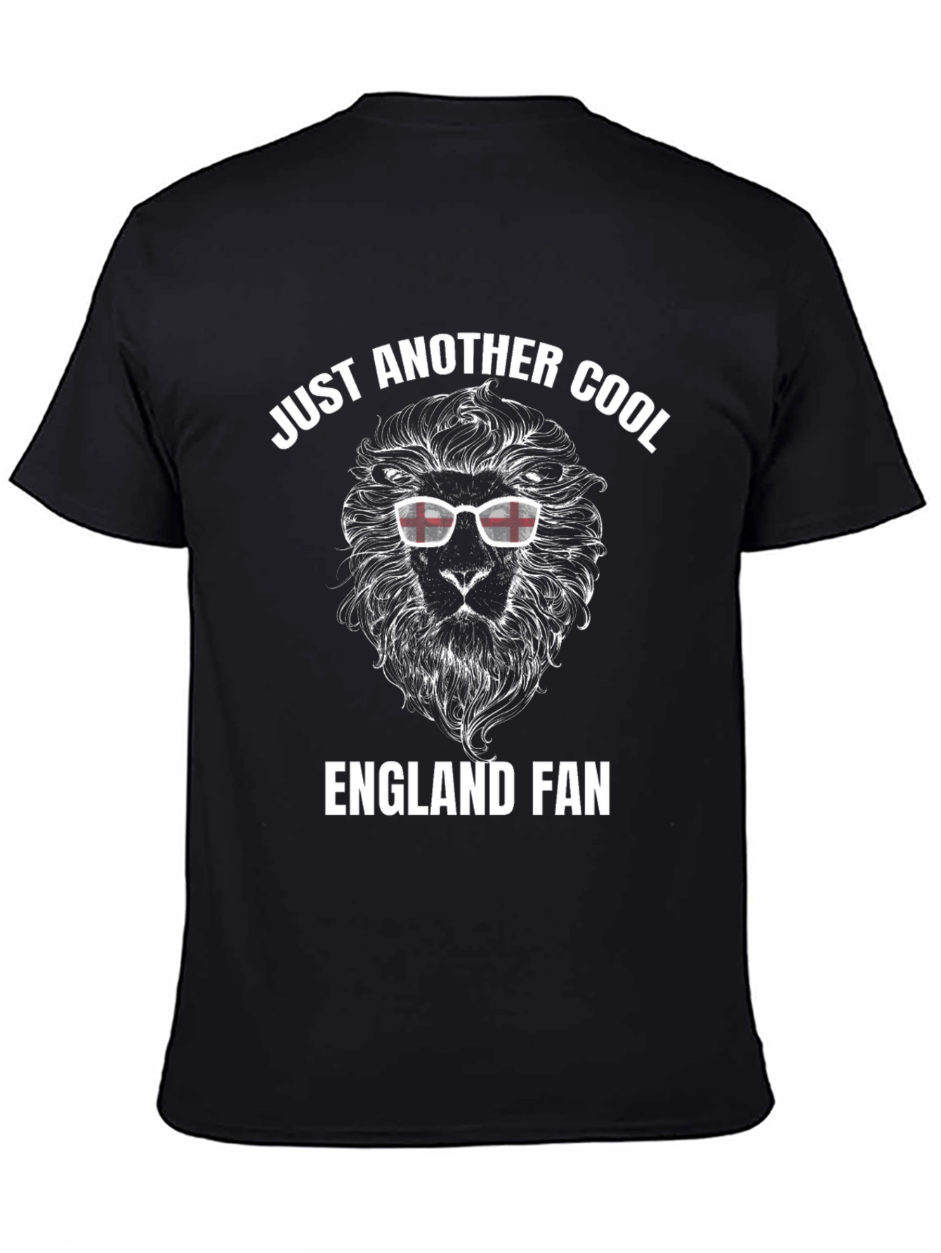 Camiseta Negra: Fanático de Inglaterra con León Cool