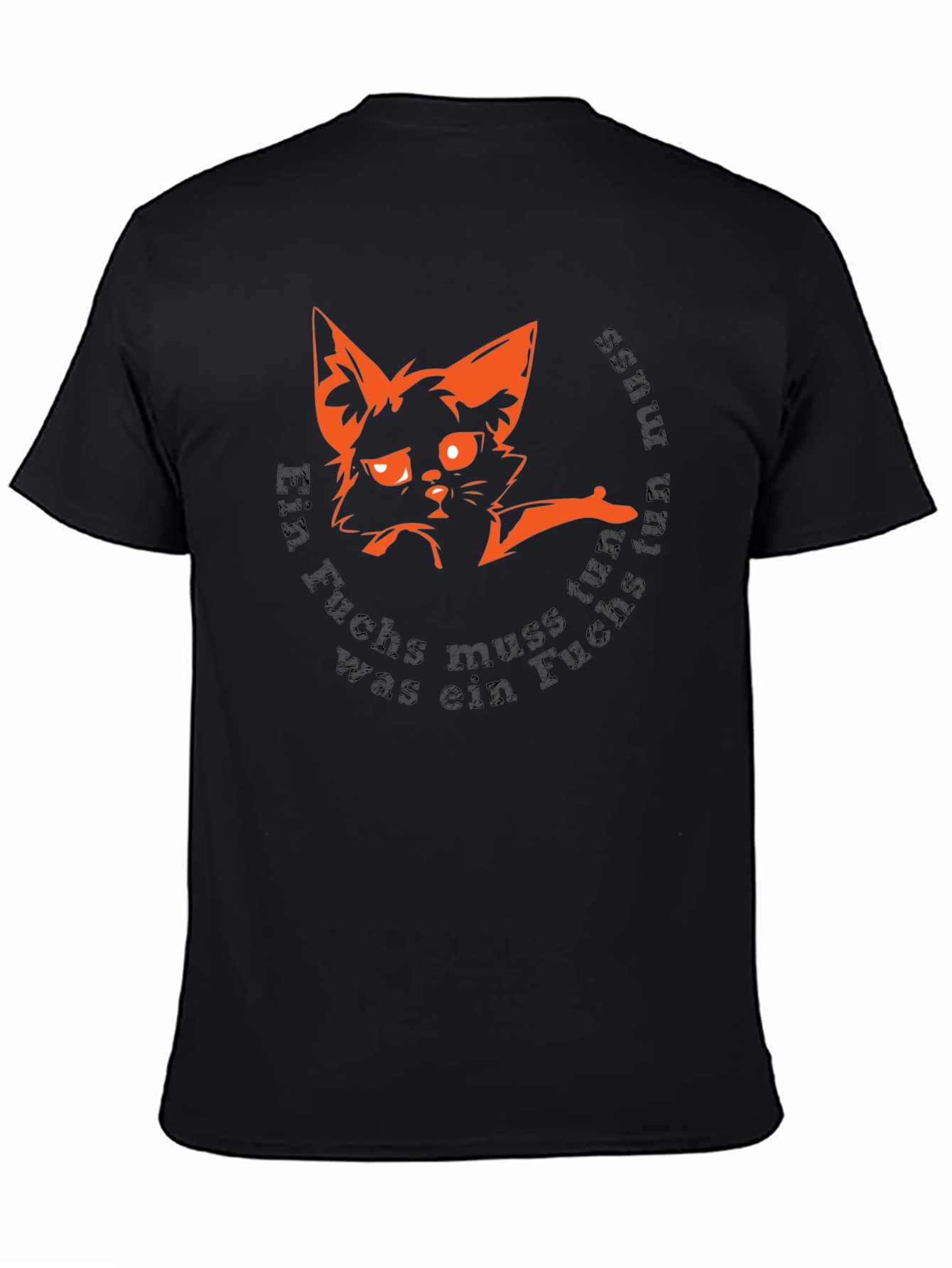 Camiseta Negra con Diseño de Zorro Naranja