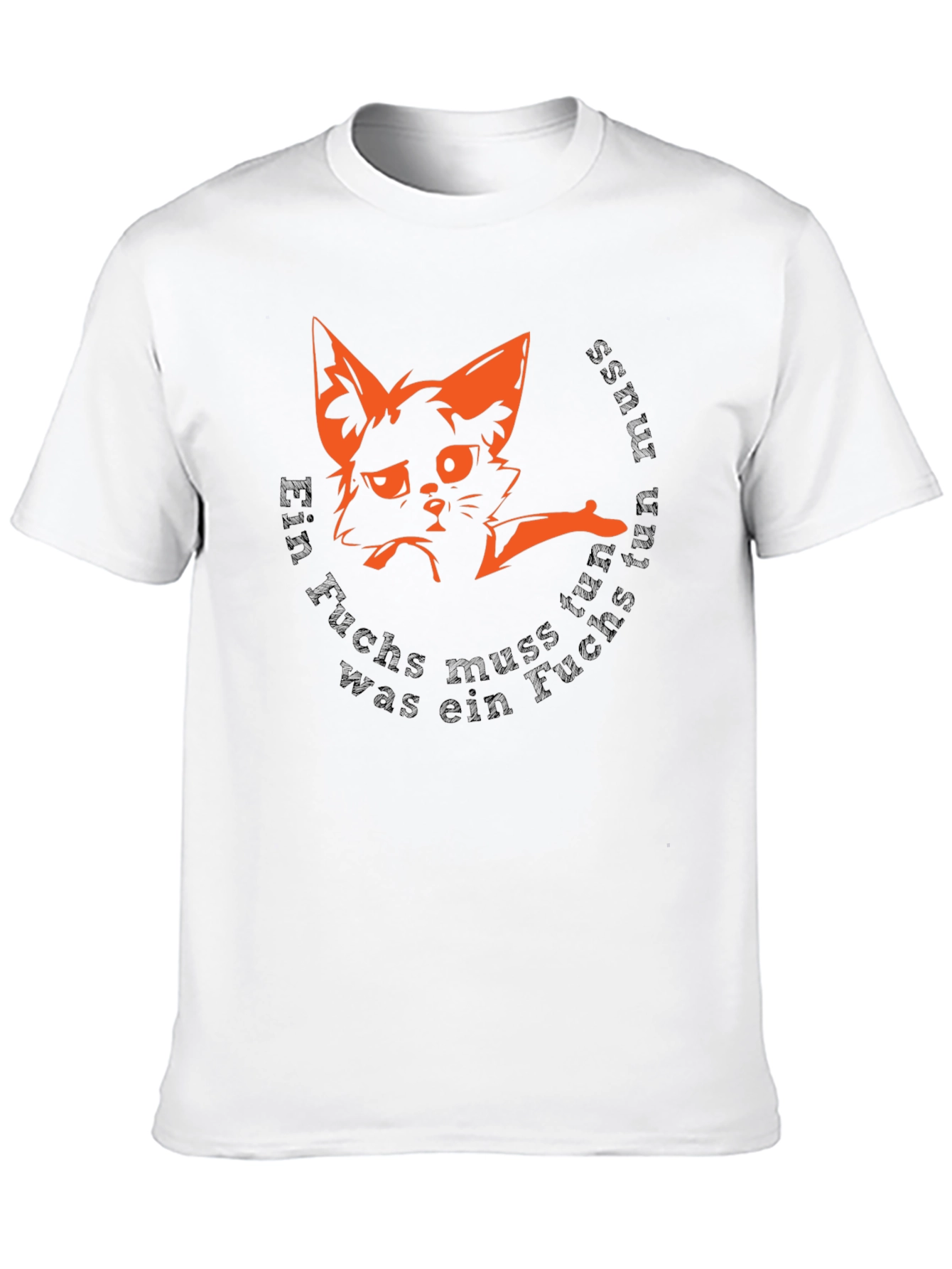 Camiseta Negra con Diseño de Zorro Naranja