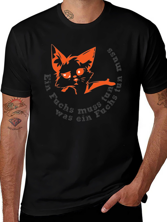 Camiseta Negra con Diseño de Zorro Naranja
