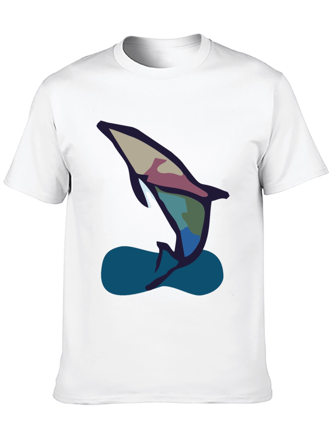 Camiseta Negra con Diseño Abstracto de Delfín