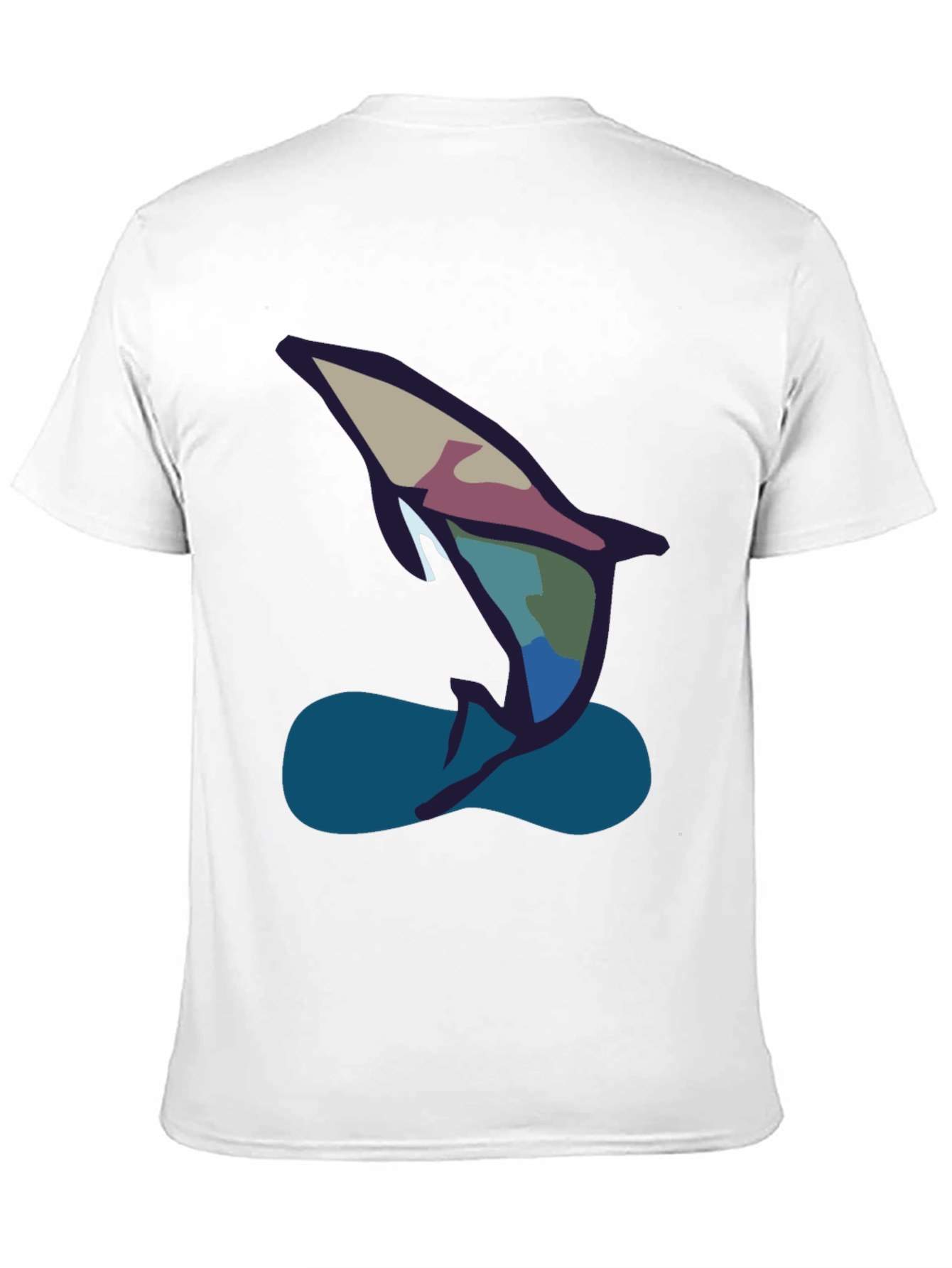 Camiseta Negra con Diseño Abstracto de Delfín