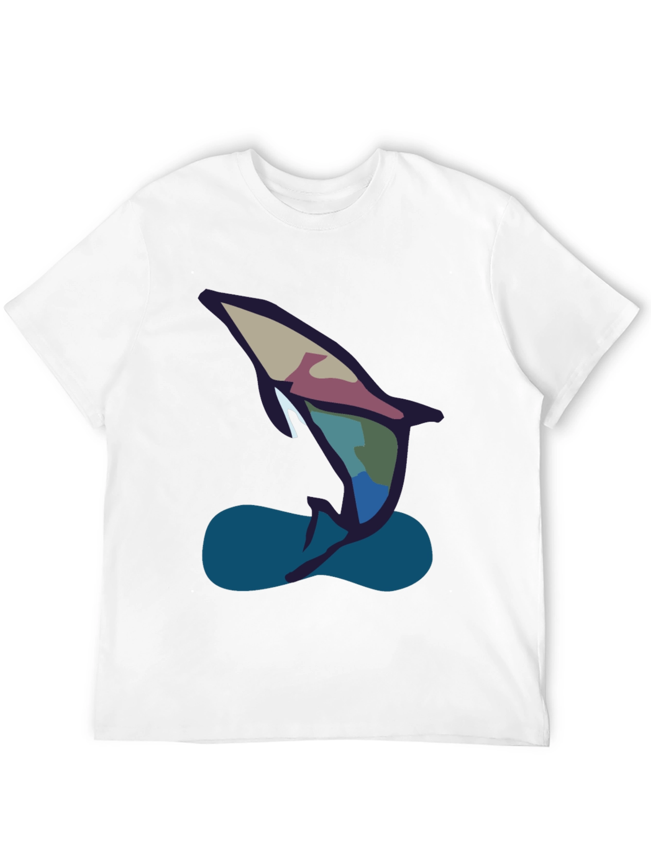 Camiseta Negra con Diseño Abstracto de Delfín