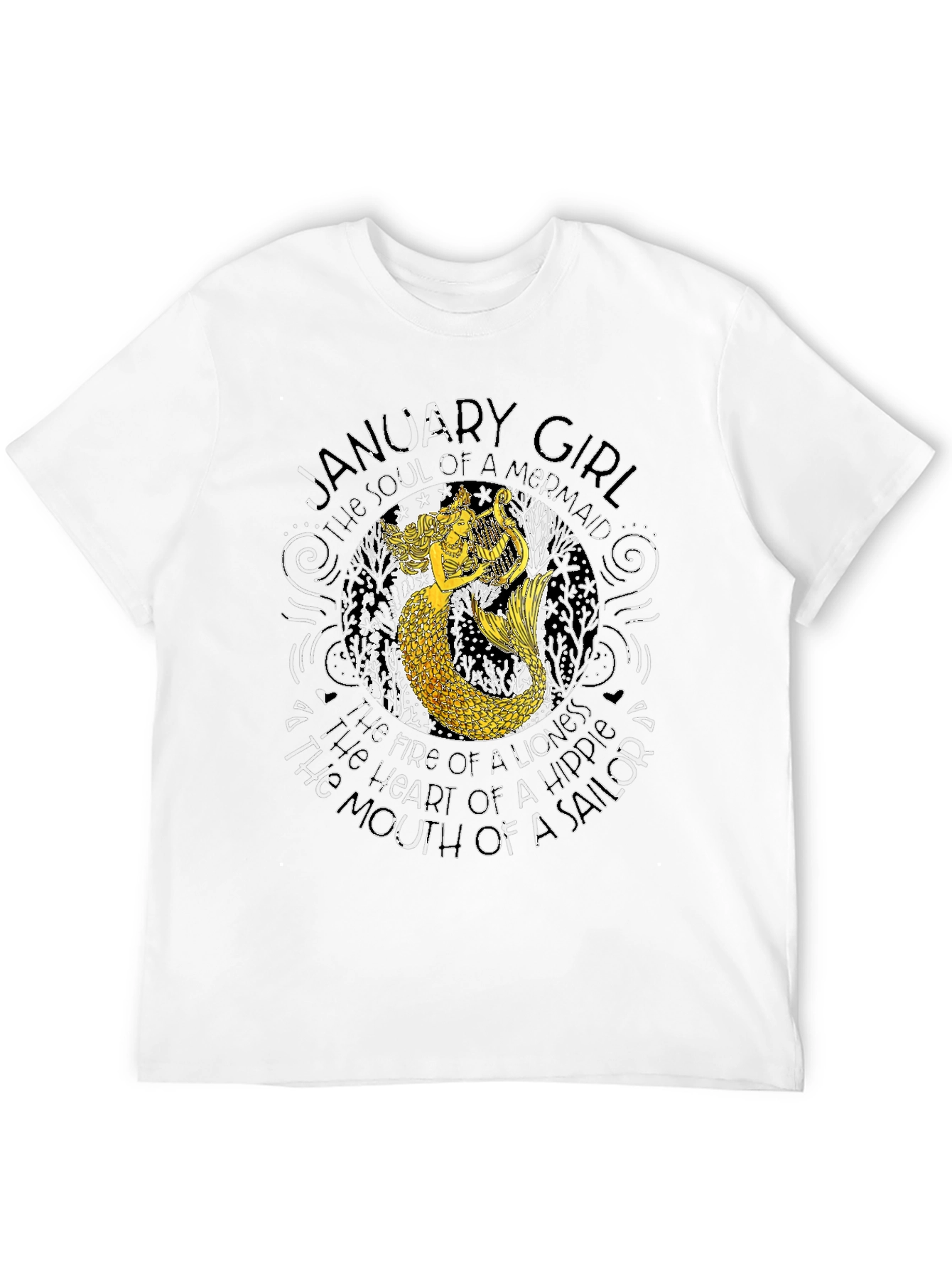 Camiseta Negra con Diseño de Sirena y Enero