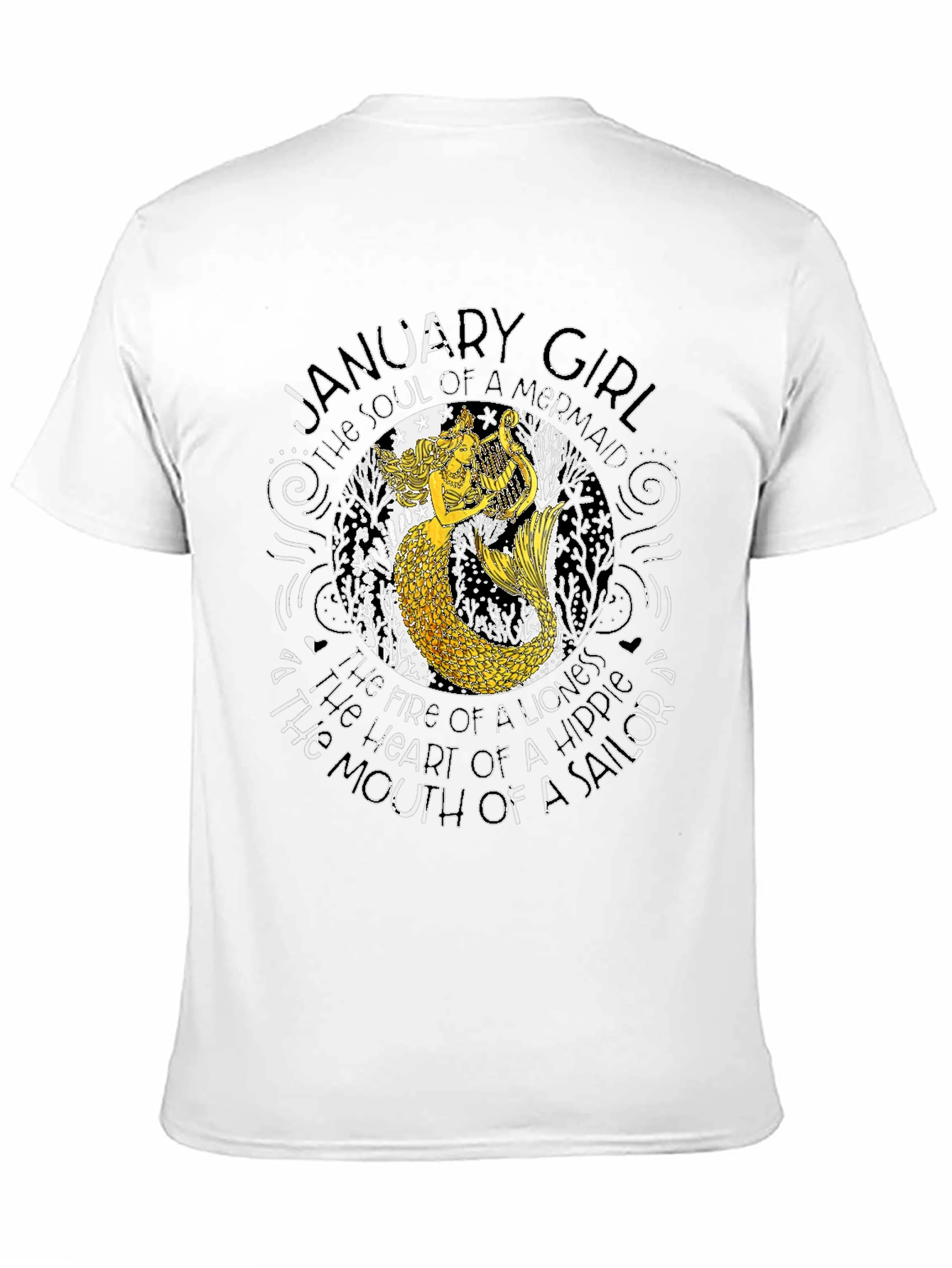 Camiseta Negra con Diseño de Sirena y Enero