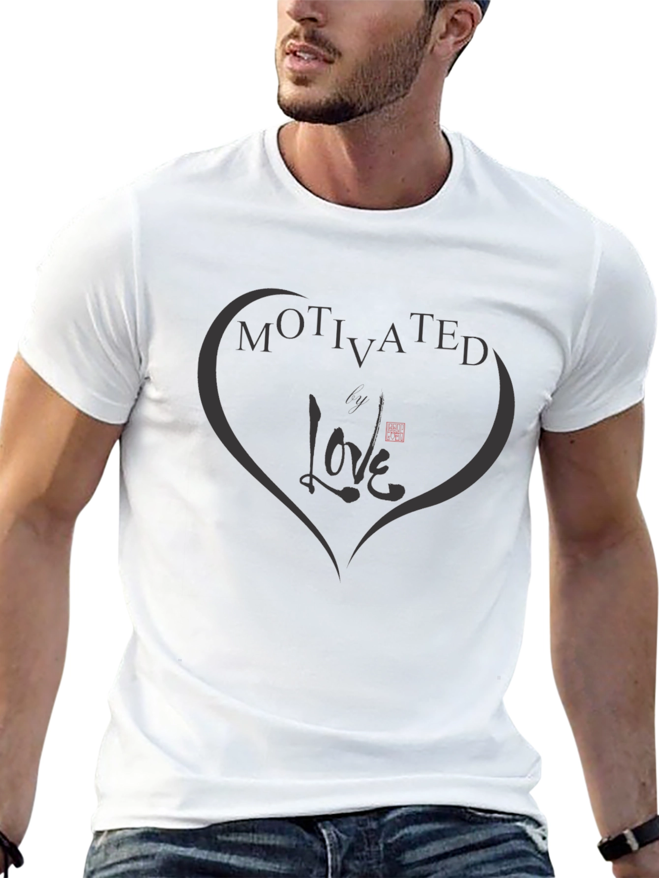Camiseta Negra Motivated Love - Diseño Único