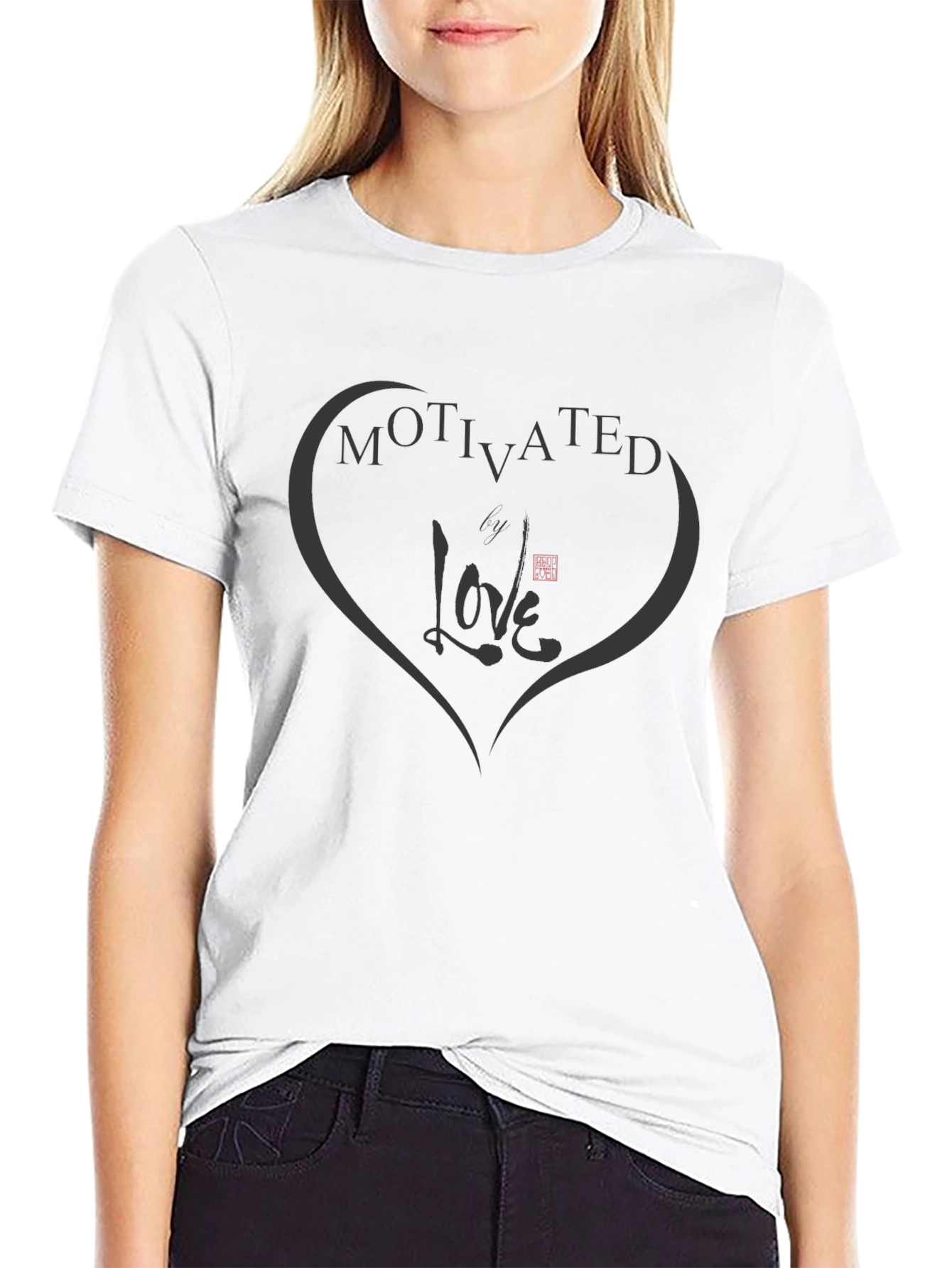 Camiseta Negra Motivated Love - Diseño Único