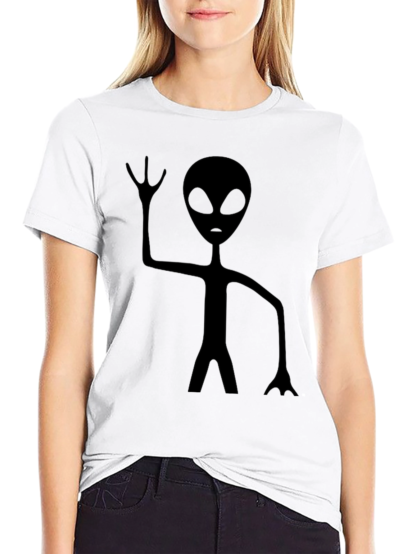 Camiseta Negra con Diseño Alienígena