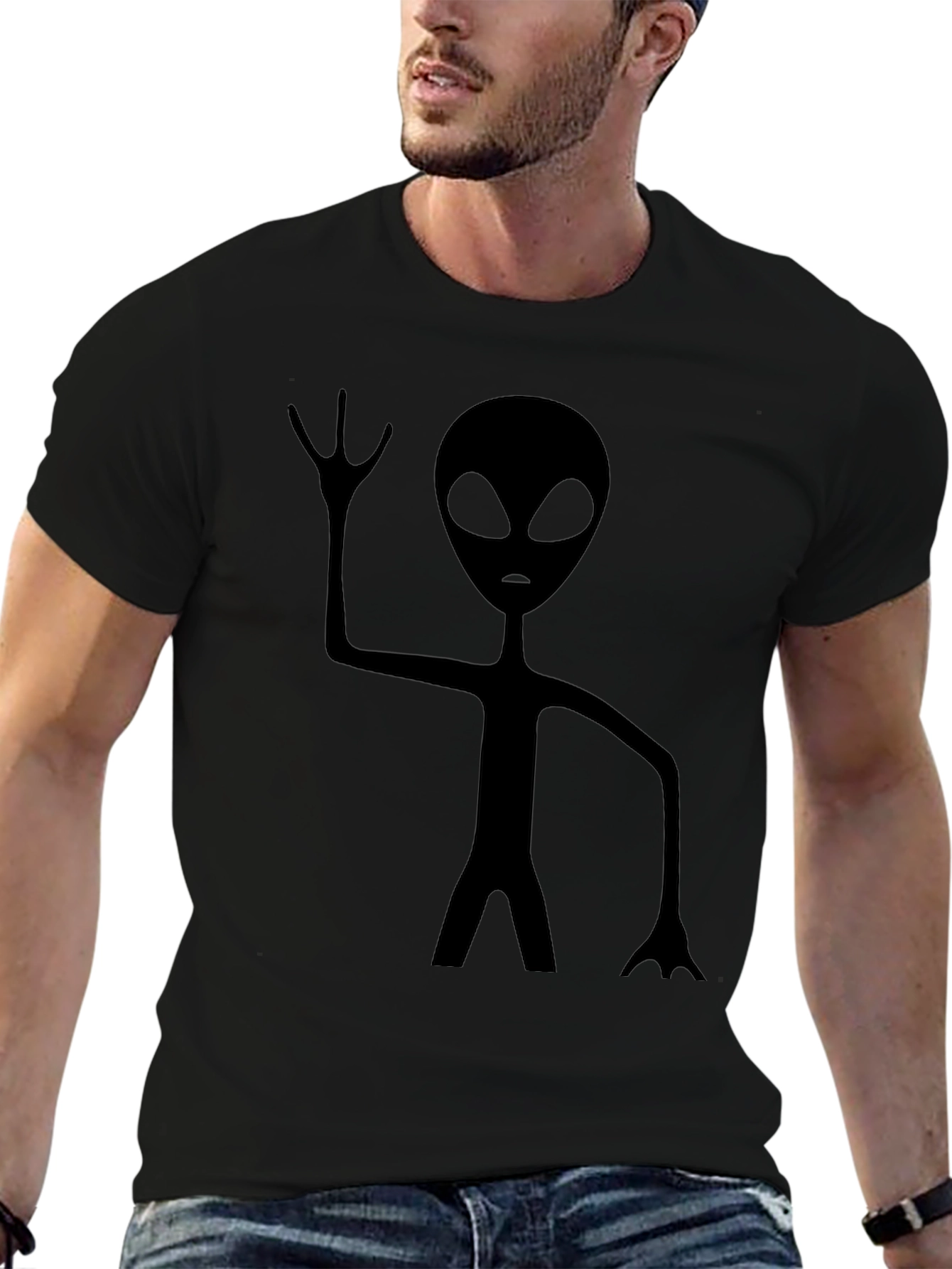 Camiseta Negra con Diseño Alienígena