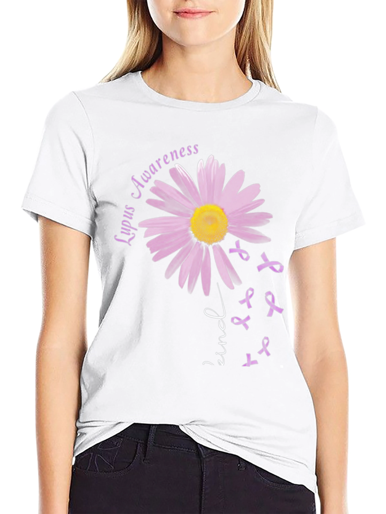 Camiseta Concienciación Lupus con Margarita Púrpura