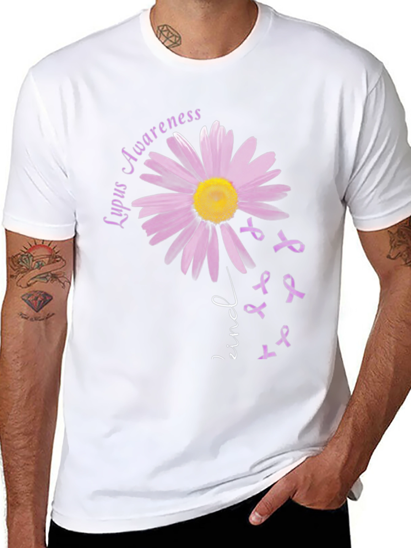Camiseta Concienciación Lupus con Margarita Púrpura
