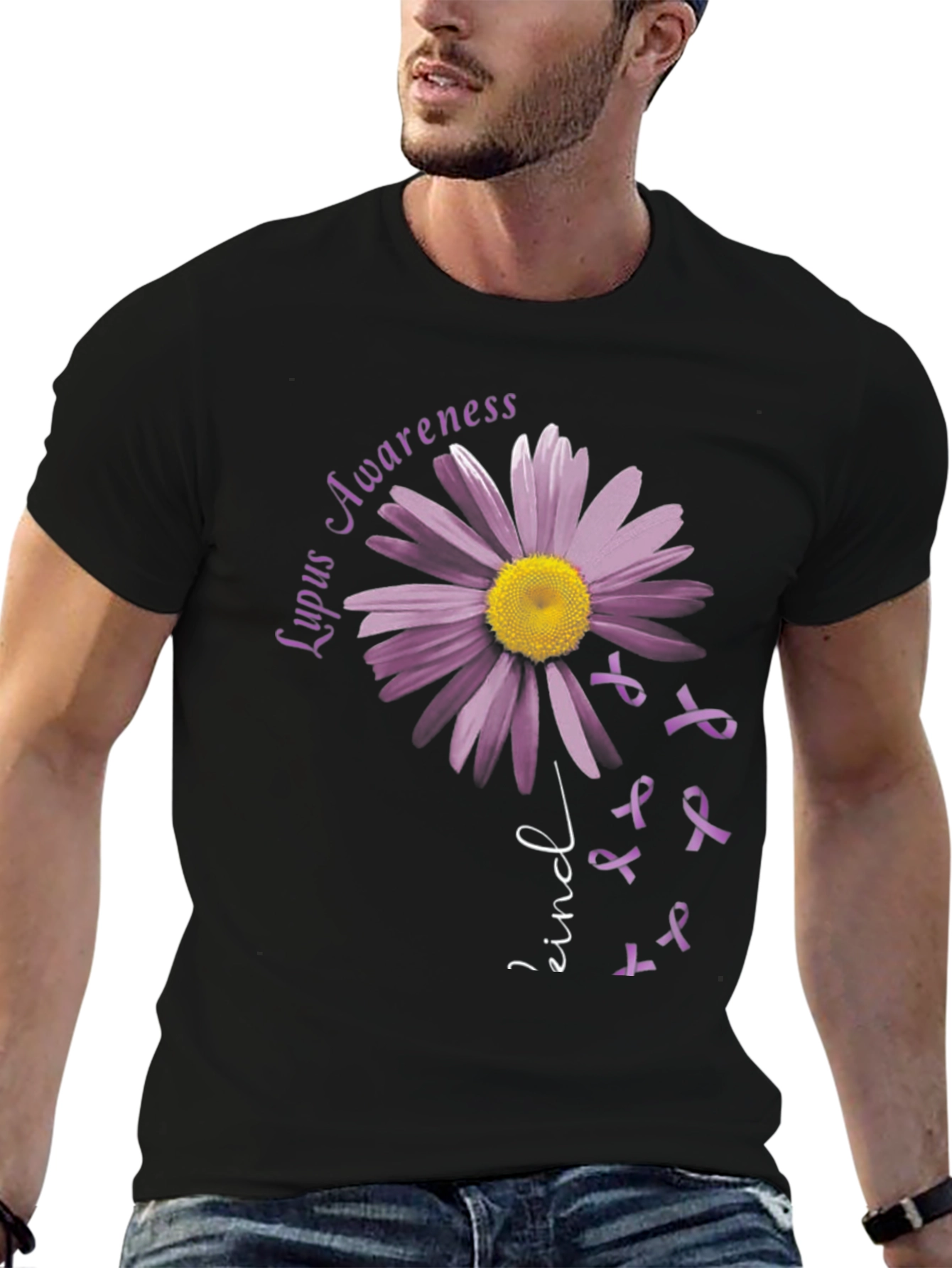 Camiseta Concienciación Lupus con Margarita Púrpura