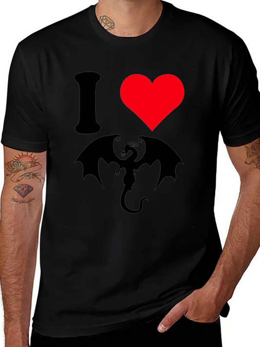 Camiseta Negra I Corazón Dragón para Hombre