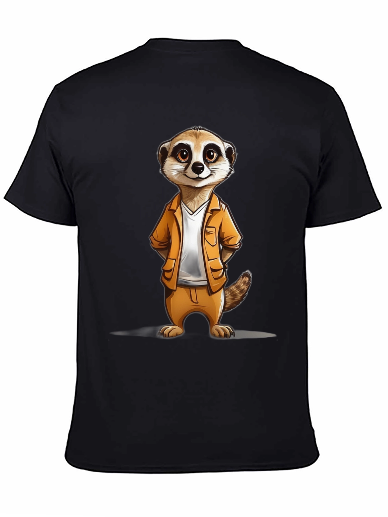 Camiseta Negra con Diseño de Suricato Ejecutivo