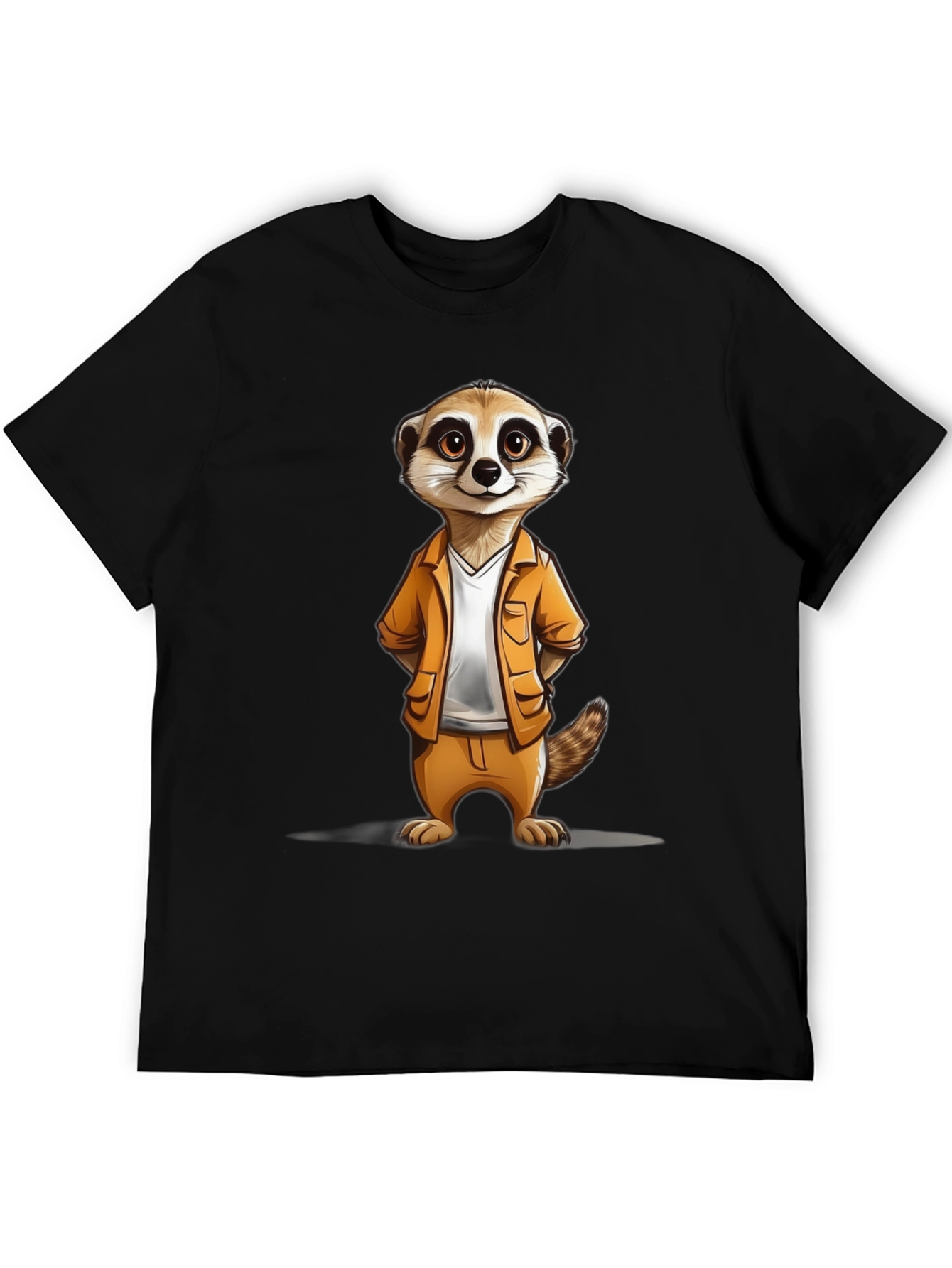 Camiseta Negra con Diseño de Suricato Ejecutivo