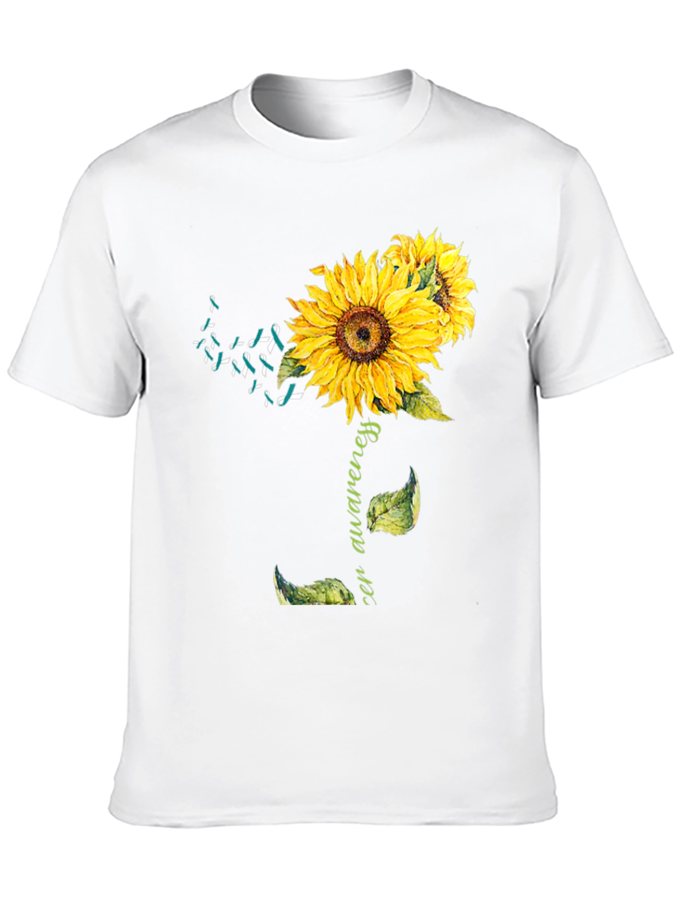 Camiseta Negra Girasol Conciencia Cáncer