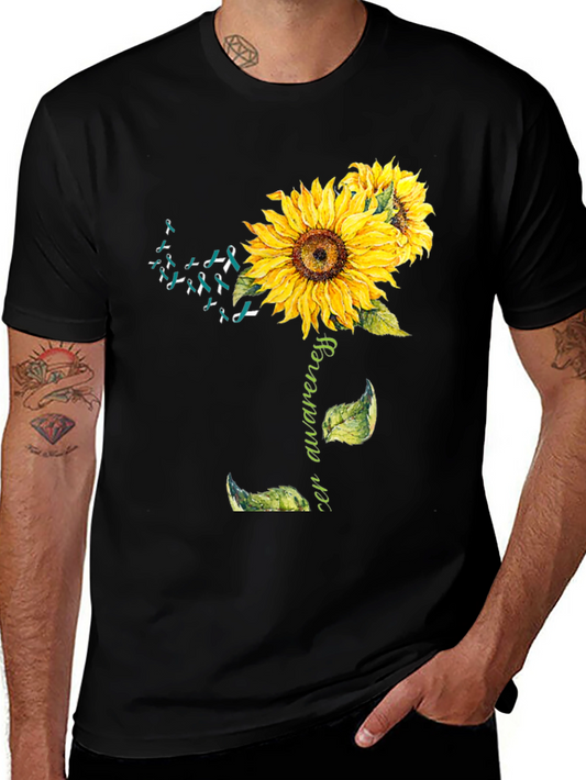 Camiseta Negra Girasol Conciencia Cáncer