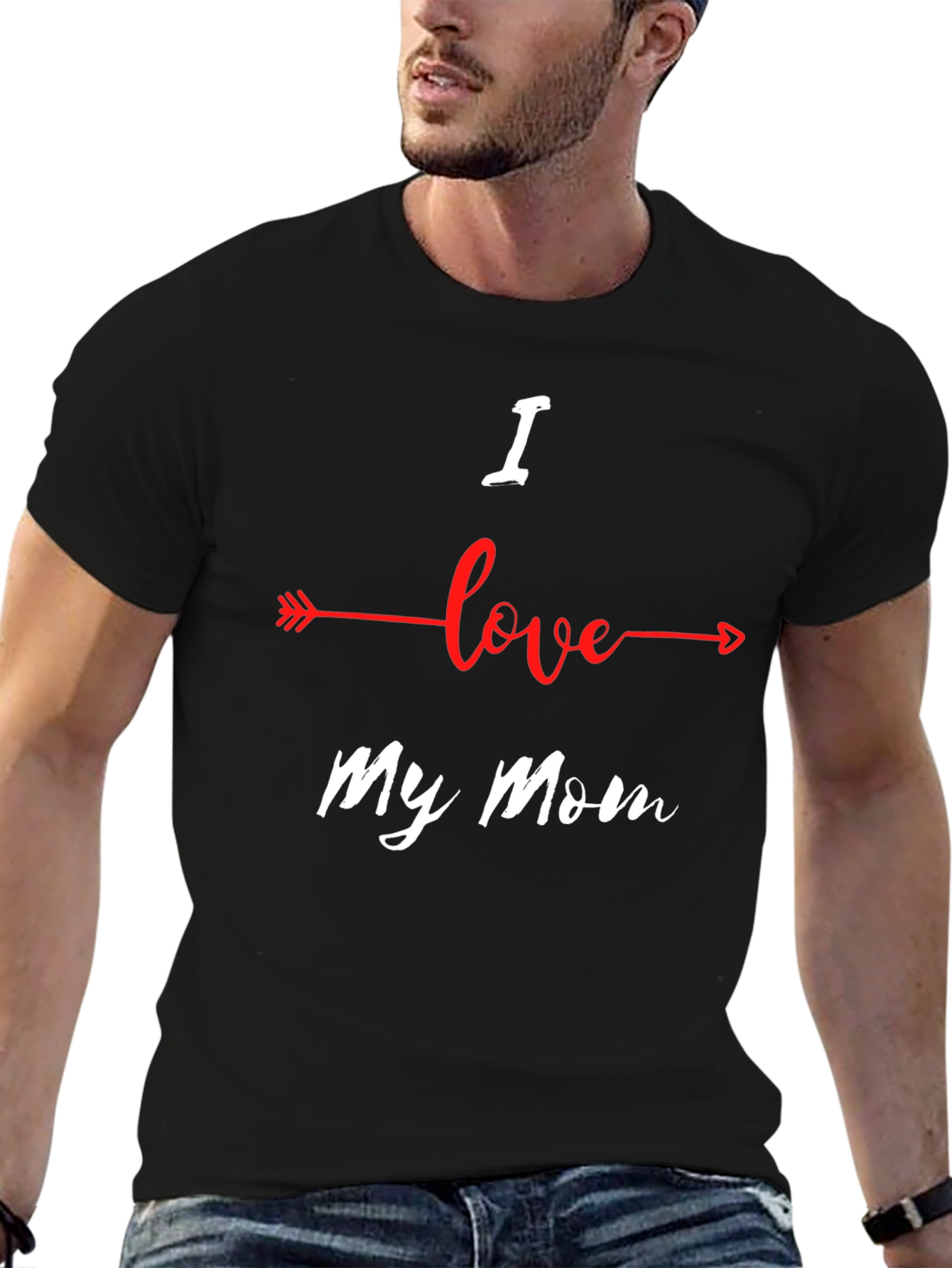 Camiseta Negra Amo a mi Mamá para Hombre