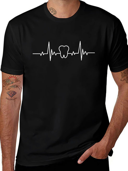 Camiseta Negra con Diseño de Latido Dental