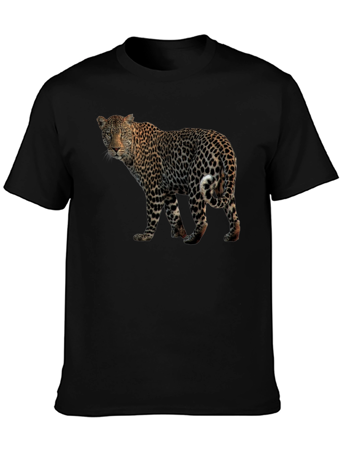 Camiseta Negra con Estampado de Leopardo