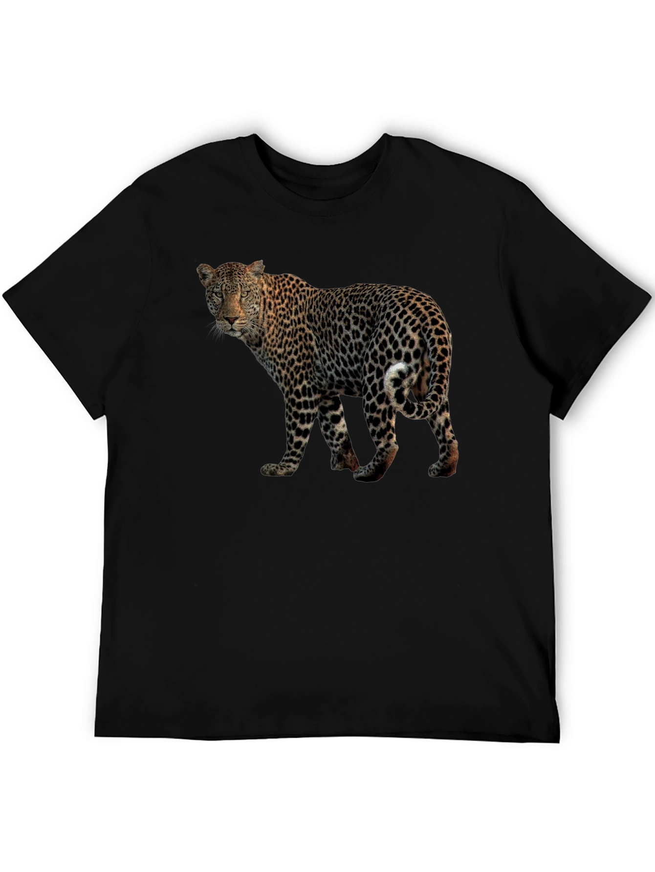 Camiseta Negra con Estampado de Leopardo