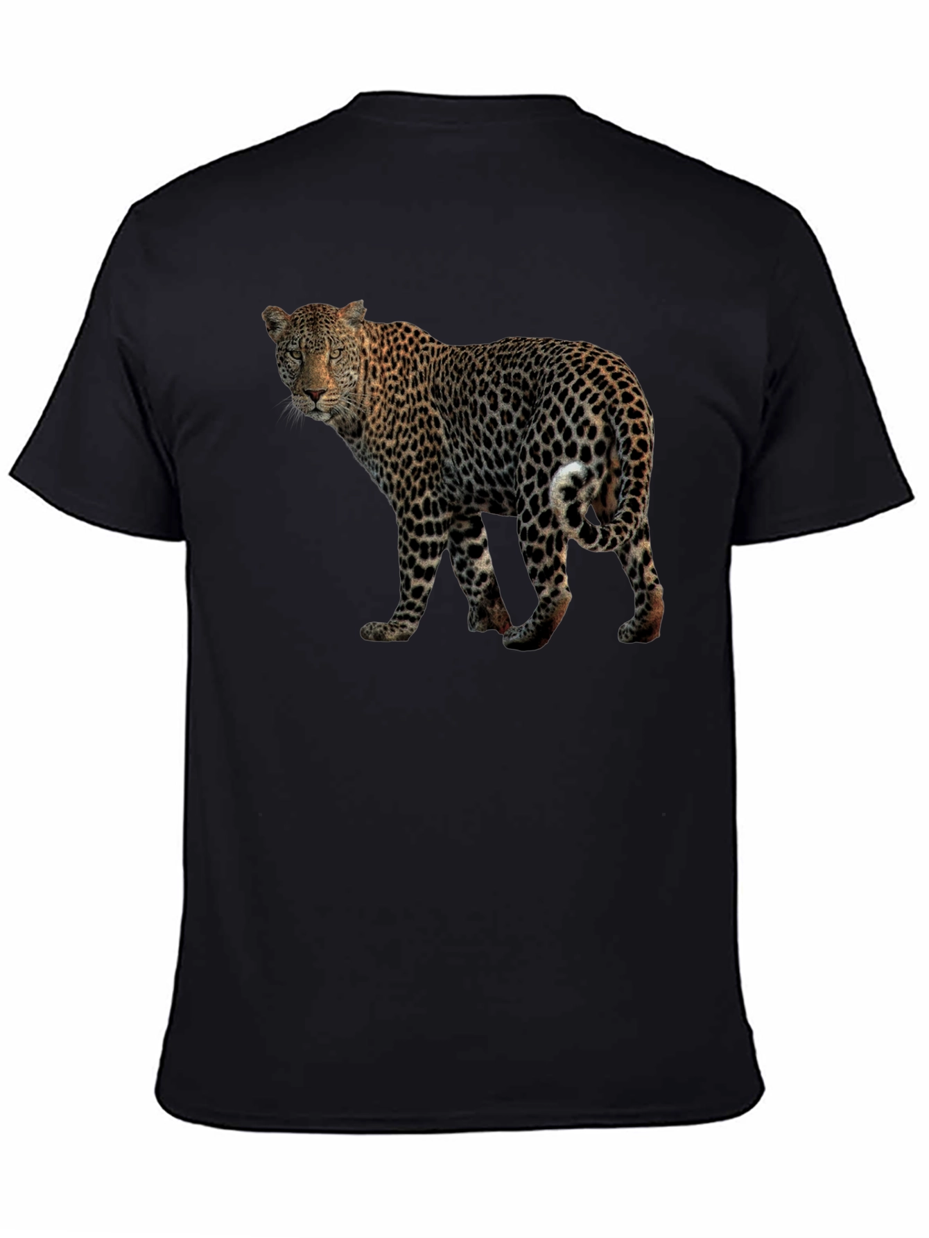 Camiseta Negra con Estampado de Leopardo