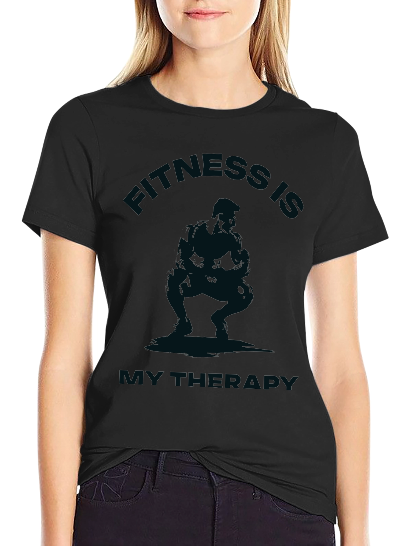 Camiseta Negra Fitness is My Therapy para Hombre