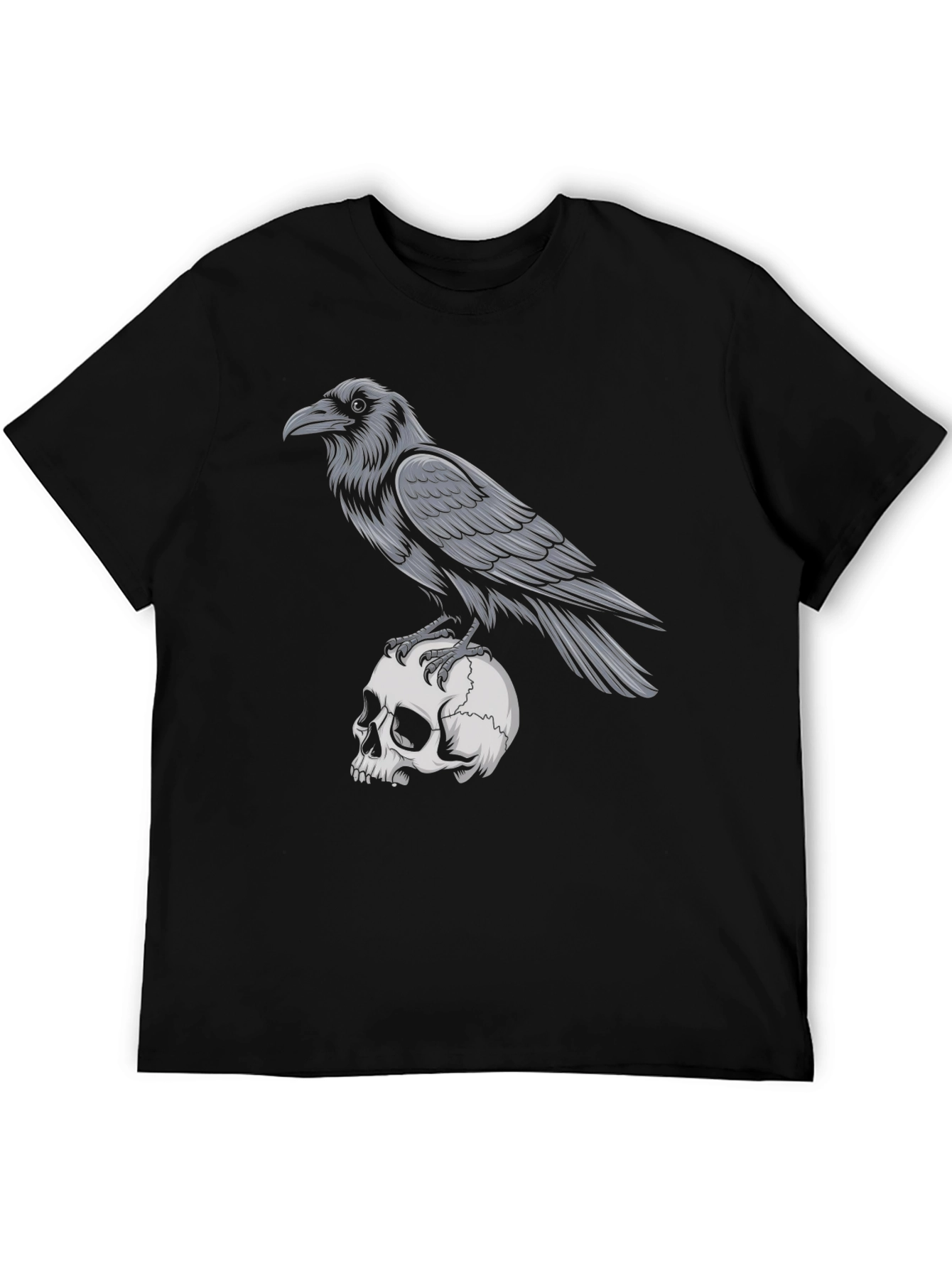 Camiseta Negra Cuervo y Calavera - Estilo Gótico