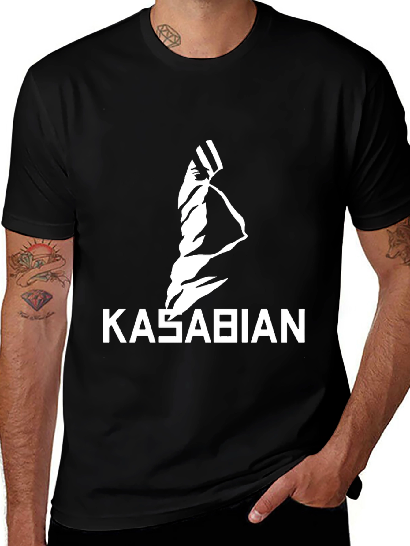 Camiseta Negra Kasabian Diseño Gráfico Hombre