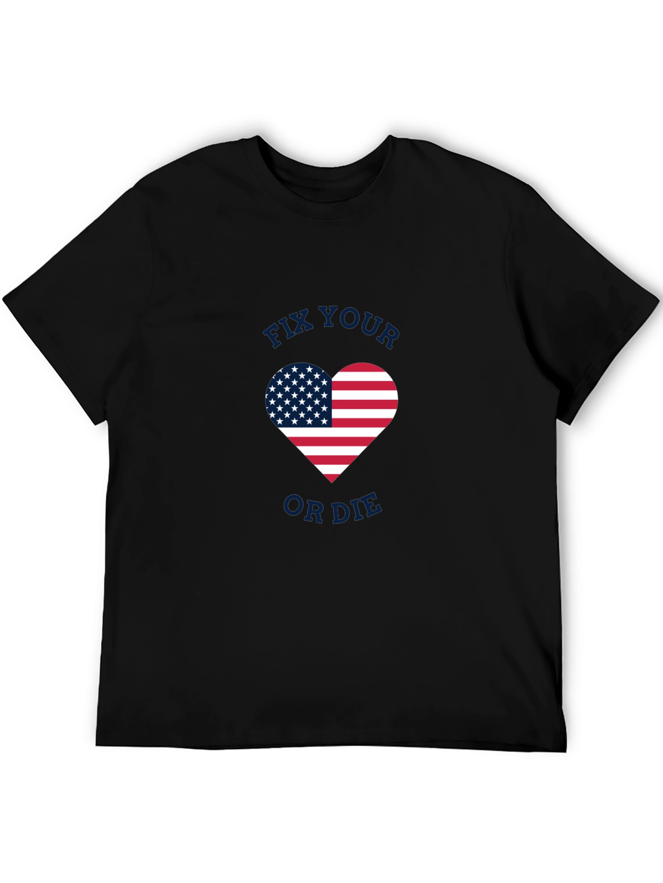 Camiseta Negra con Corazón Patriótico