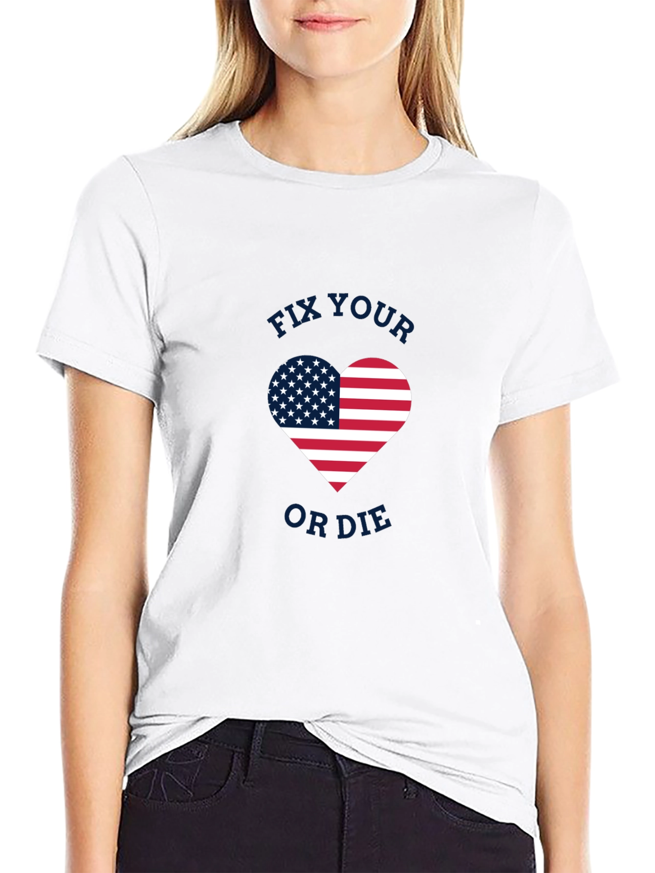 Camiseta Negra con Corazón Patriótico