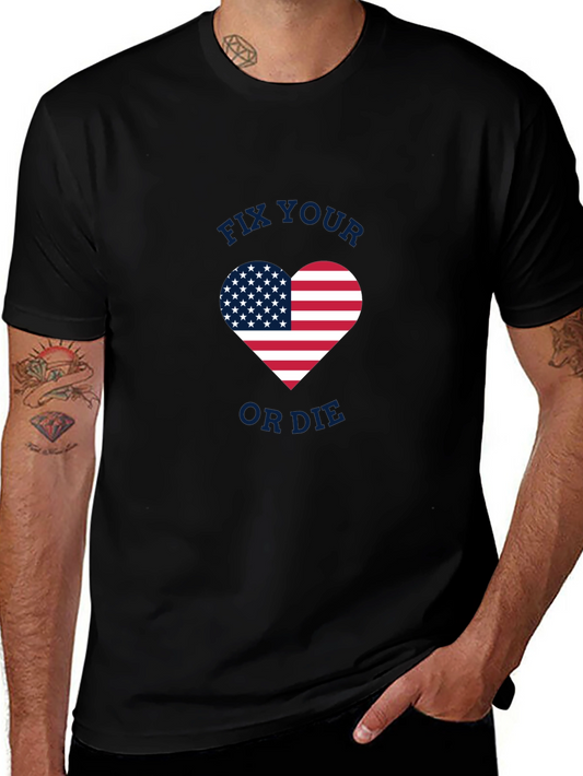Camiseta Negra con Corazón Patriótico