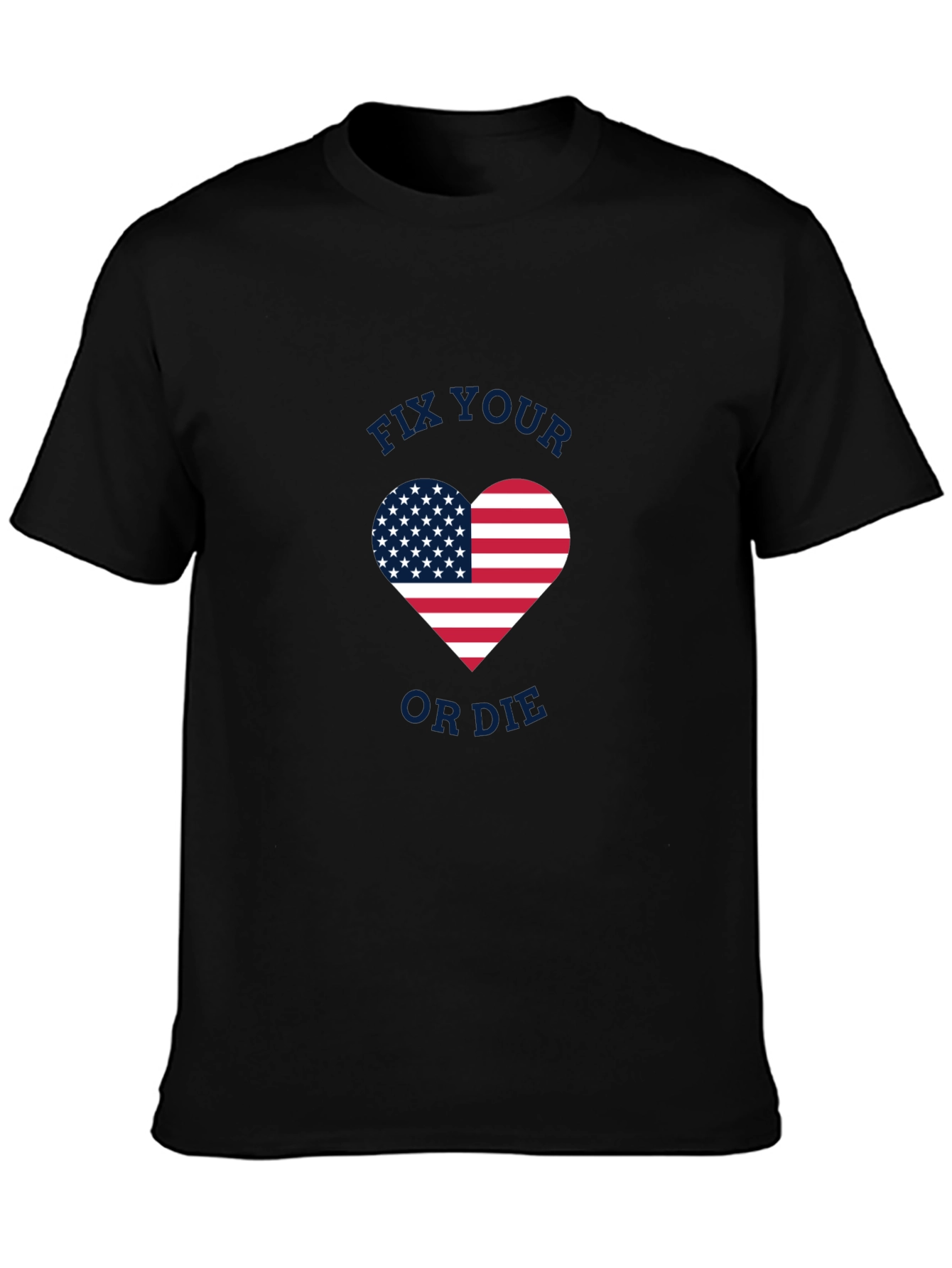 Camiseta Negra con Corazón Patriótico