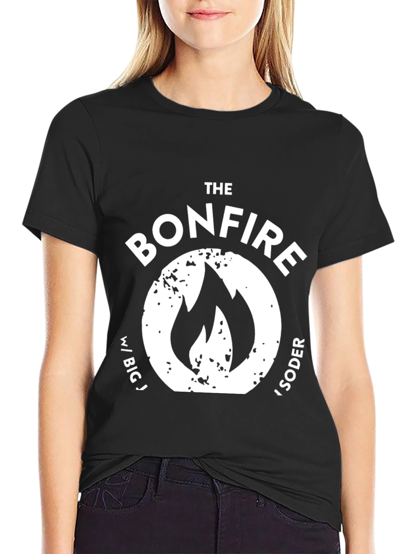 Camiseta Negra The Bonfire con Logo de Llama