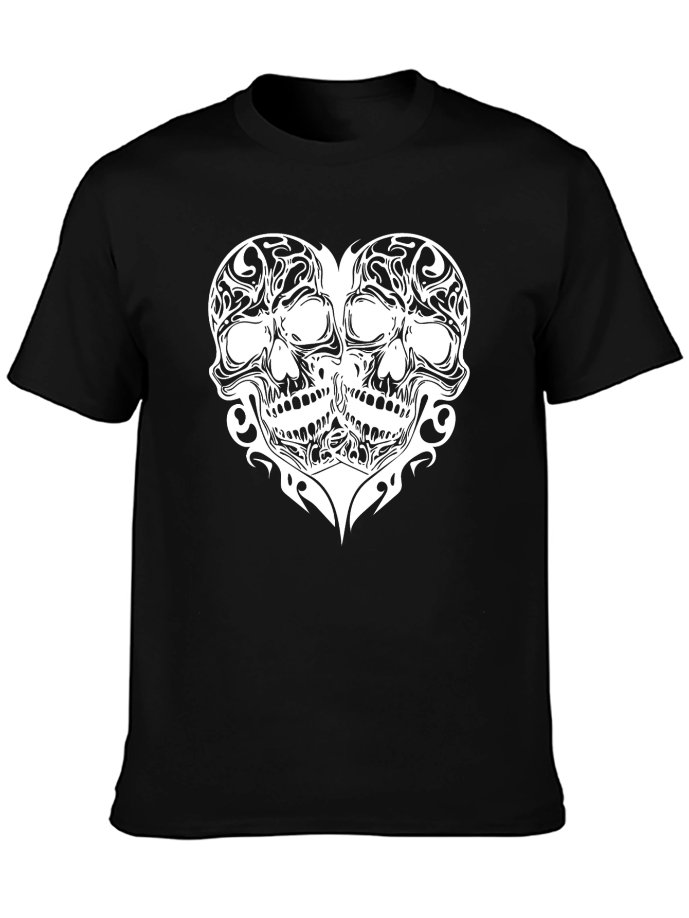 Camiseta Negra con Calaveras Corazón