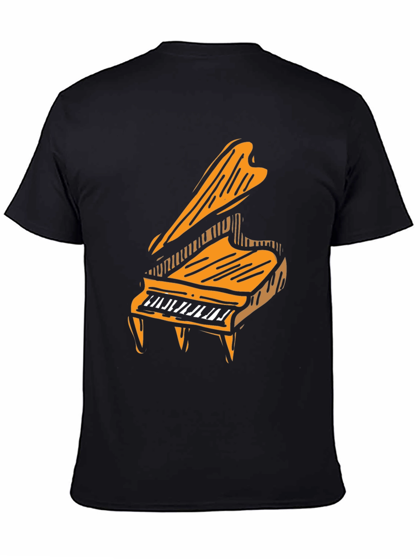 Camiseta Negra con Diseño de Piano