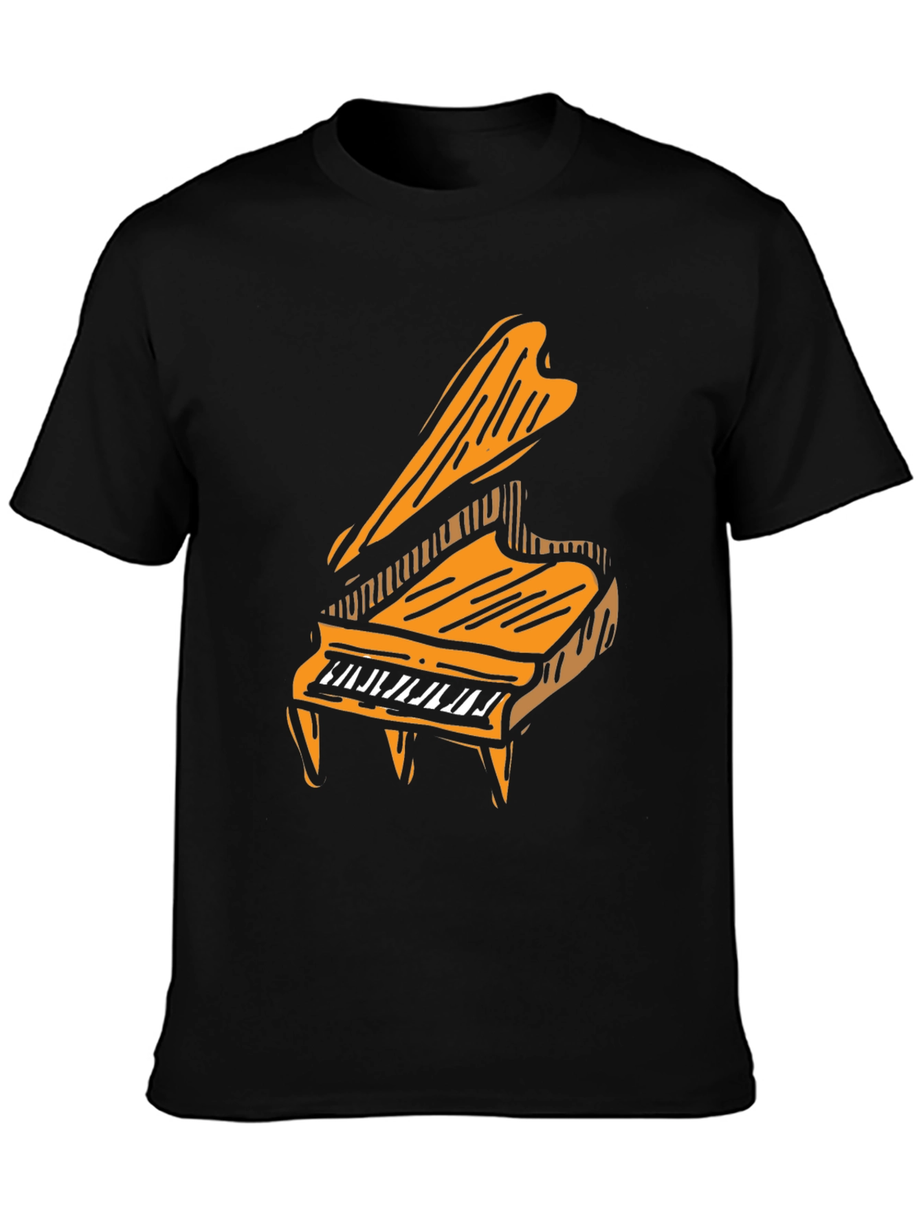 Camiseta Negra con Diseño de Piano