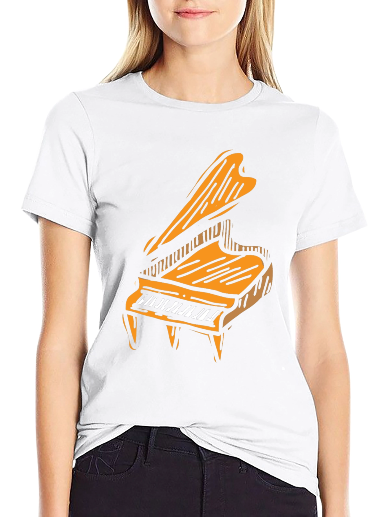 Camiseta Negra con Diseño de Piano