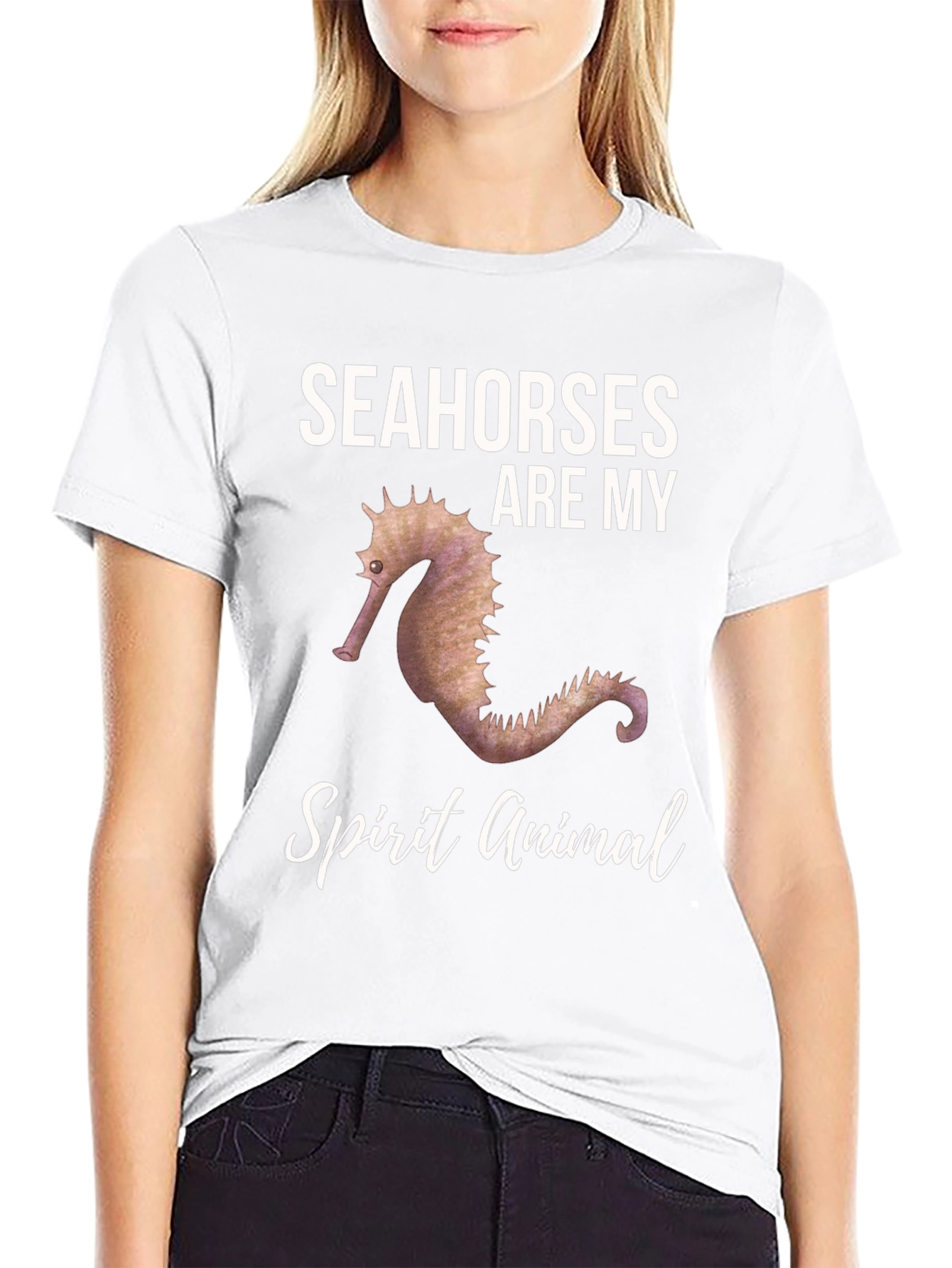 Camiseta Negra con Diseño Caballitos de Mar