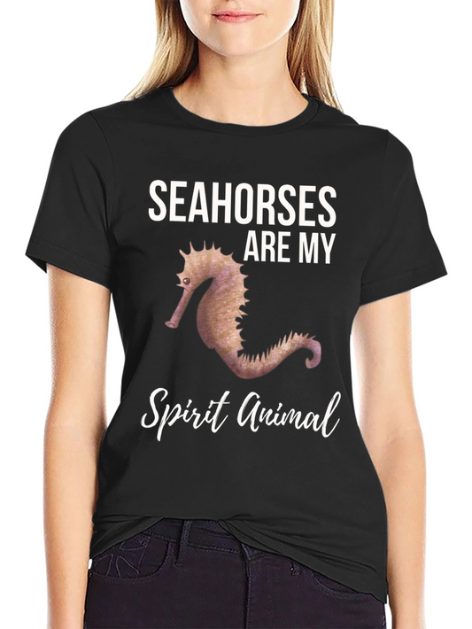 Camiseta Negra con Diseño Caballitos de Mar