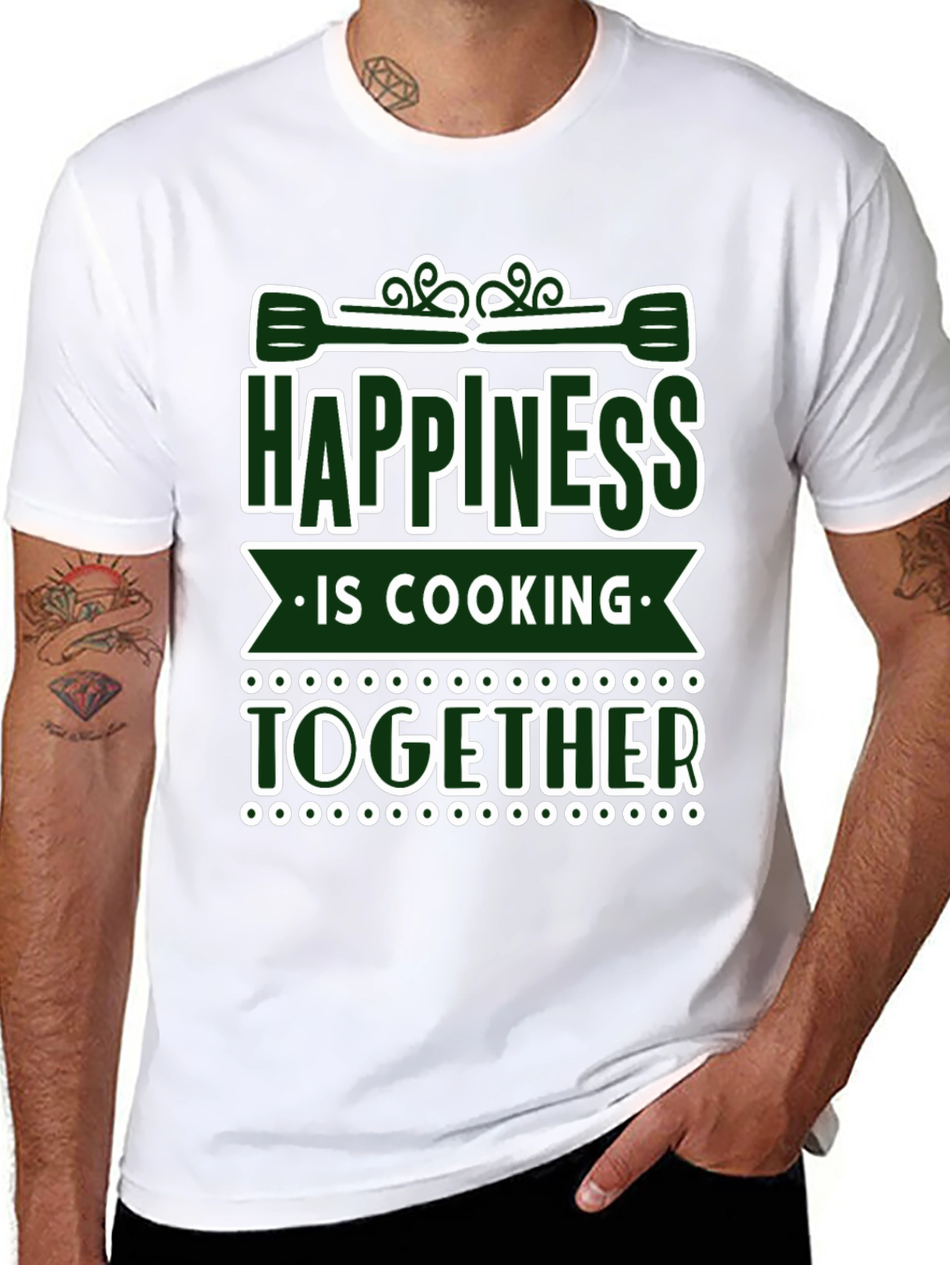 Camiseta Negra Felicidad es Cocinar Juntos