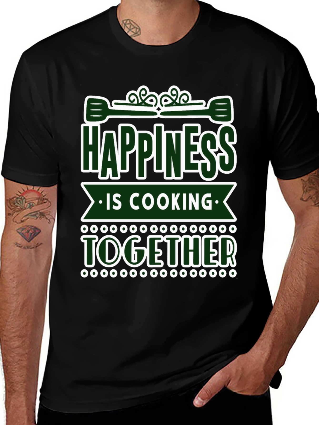 Camiseta Negra Felicidad es Cocinar Juntos