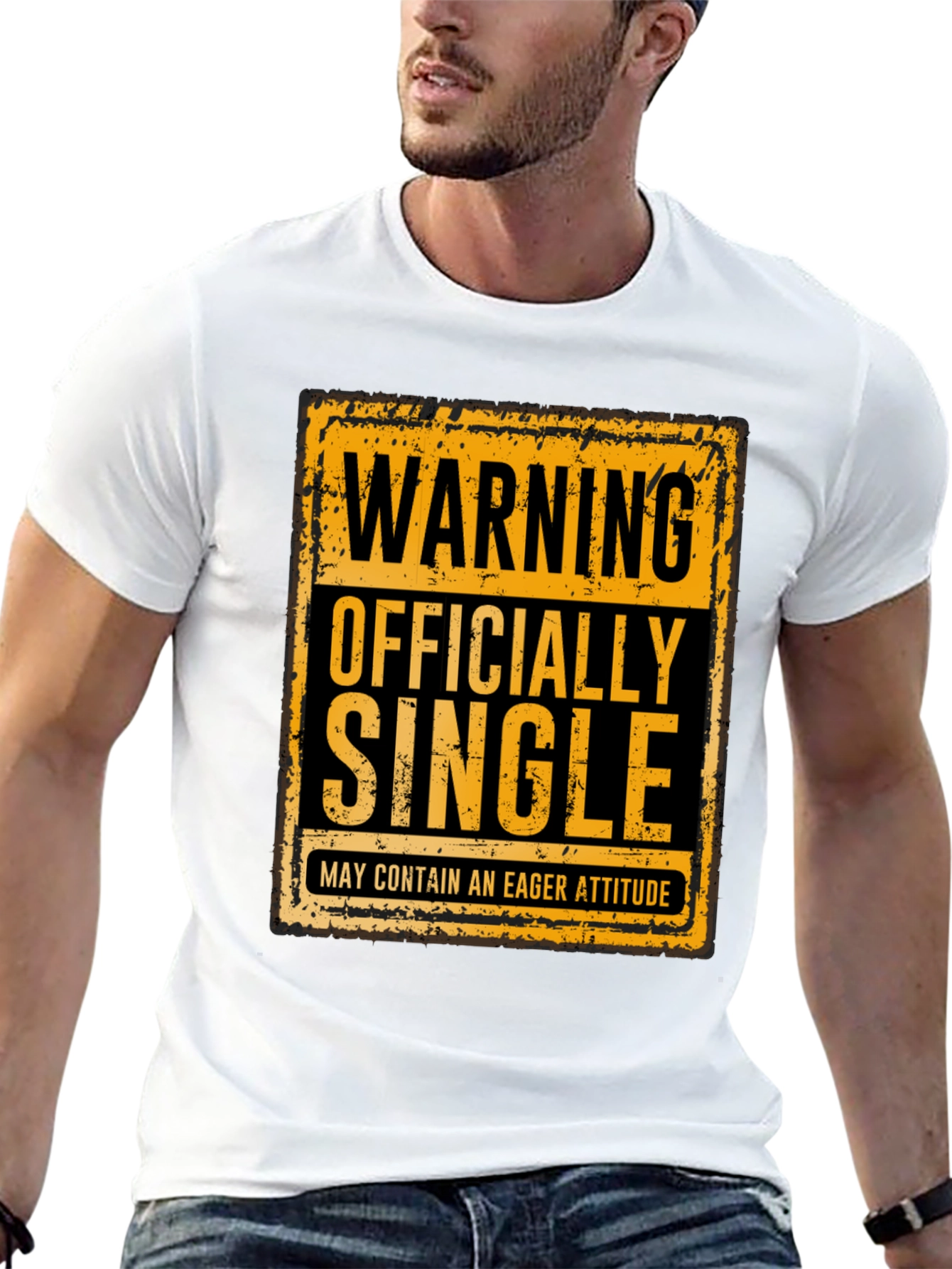 Camiseta Negra Soltero Oficial Actitud Eager