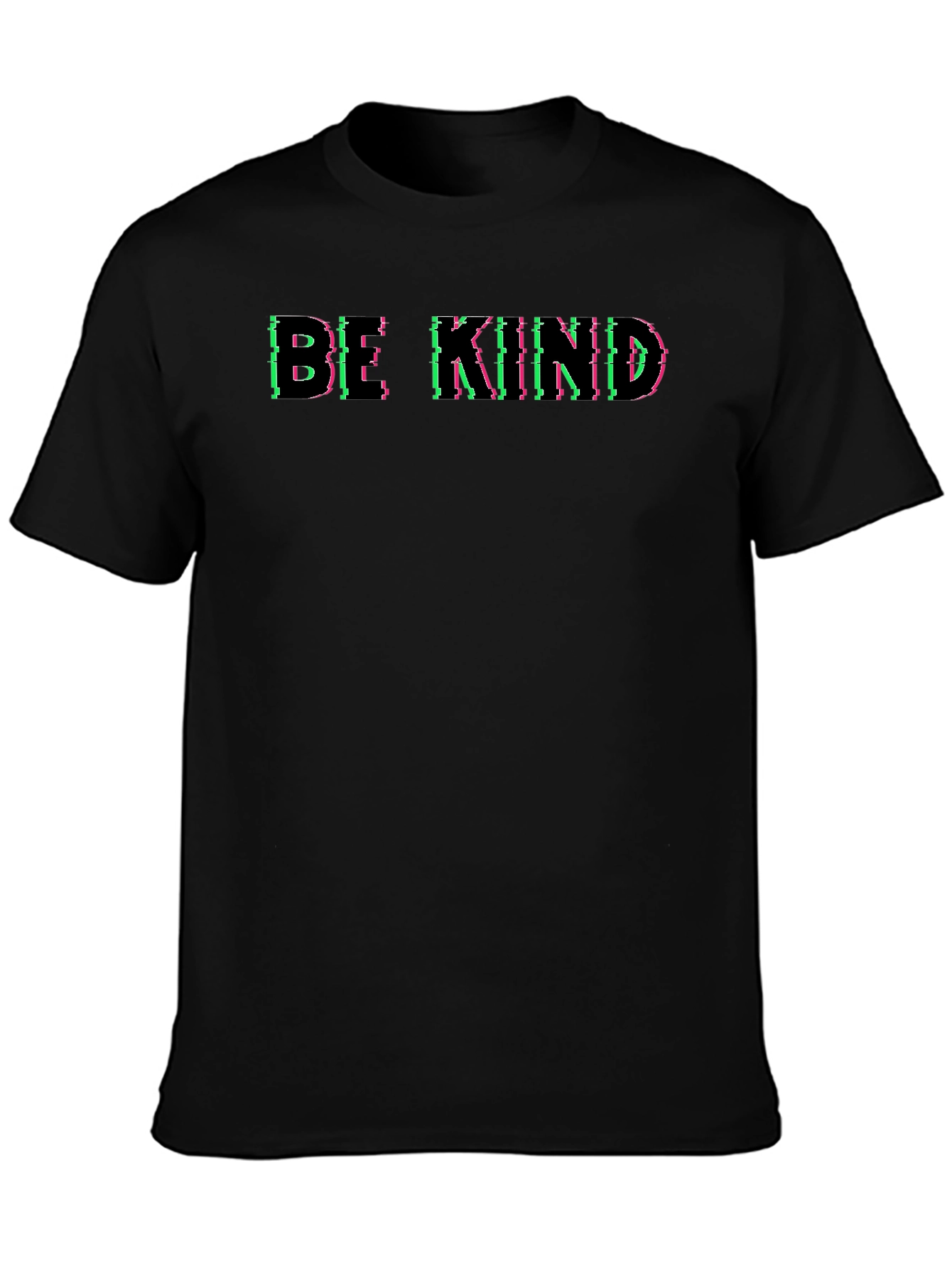 Camiseta Negra Be Kind con Diseño Glitch