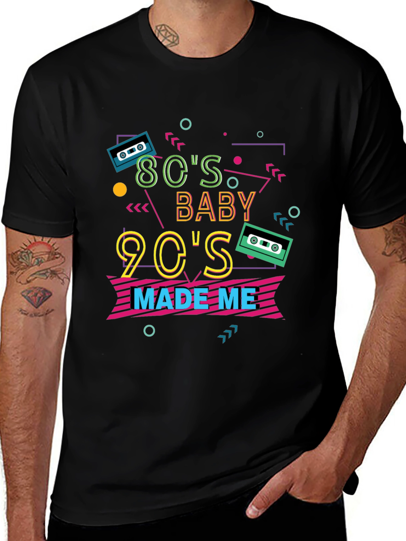 Camiseta Negra Estilo Retro Años 80 y 90