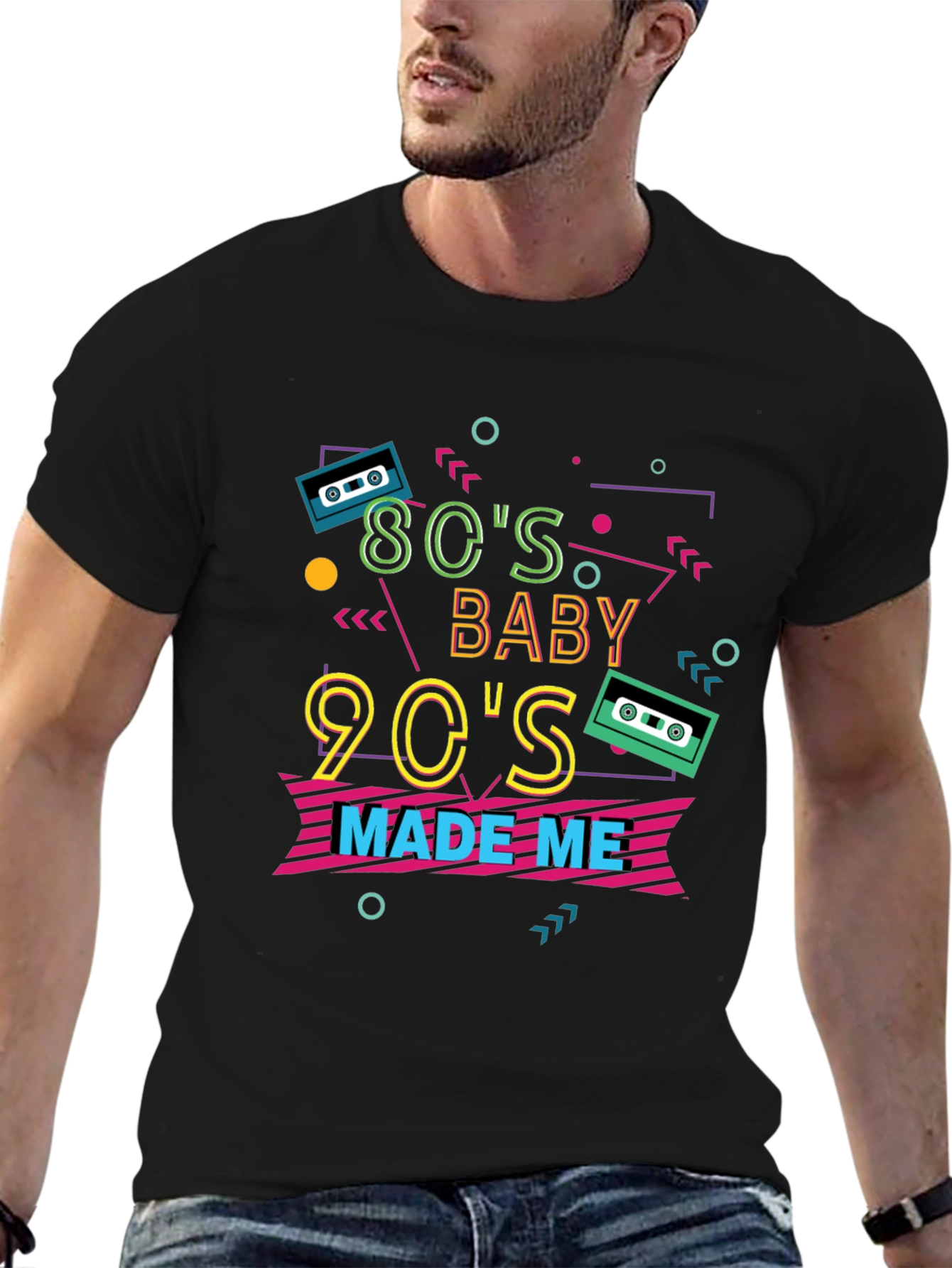 Camiseta Negra Estilo Retro Años 80 y 90